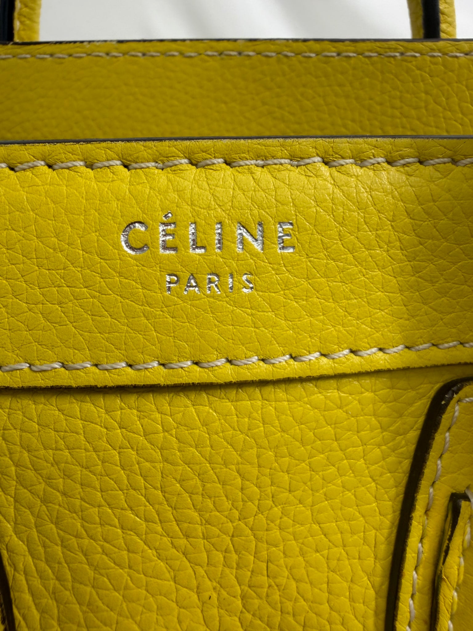 Celine Yellow Leather Nano Luggage Tote