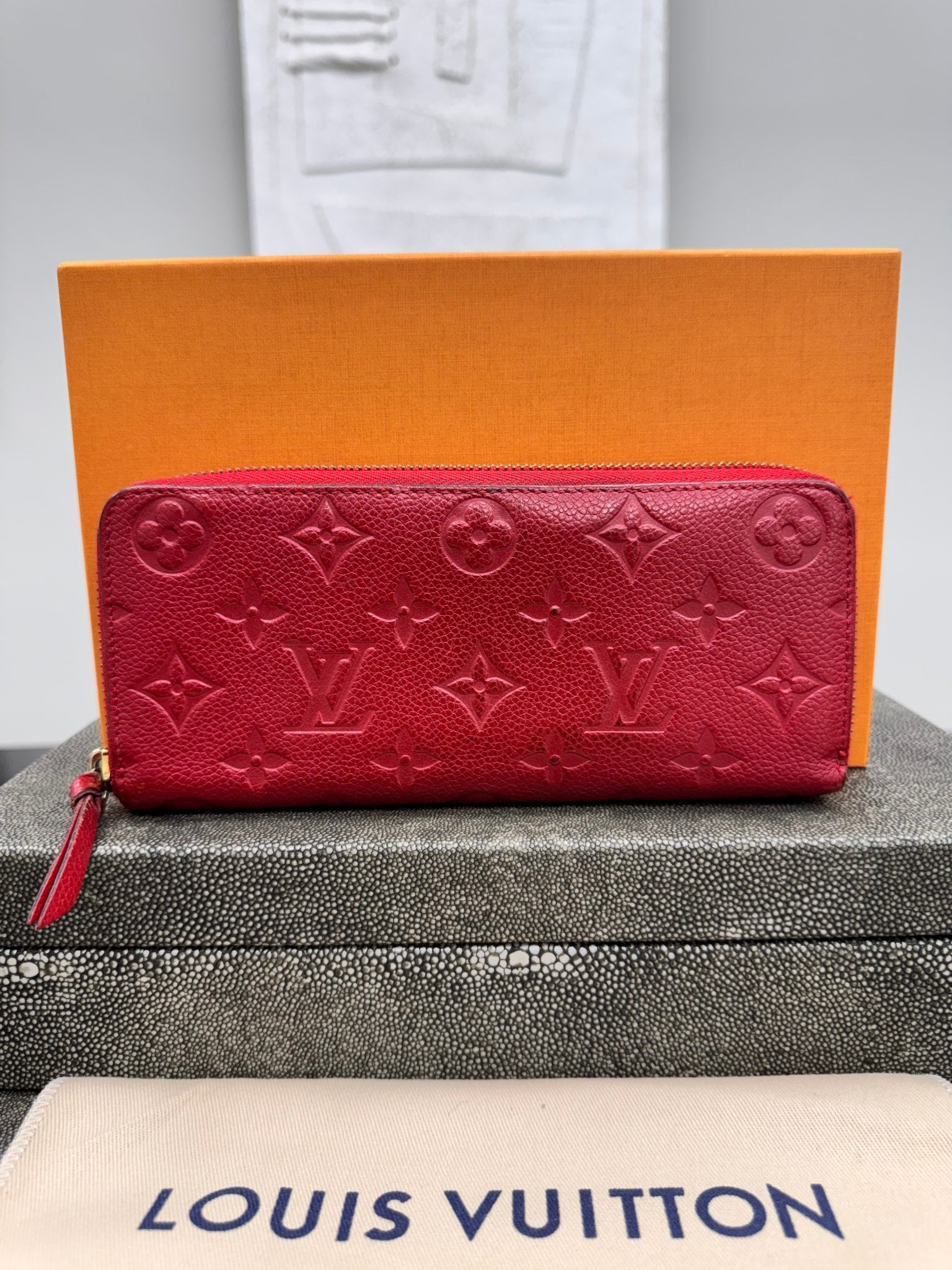 Louis Vuitton Red Empreinte Clemence Long Zippy Wallet