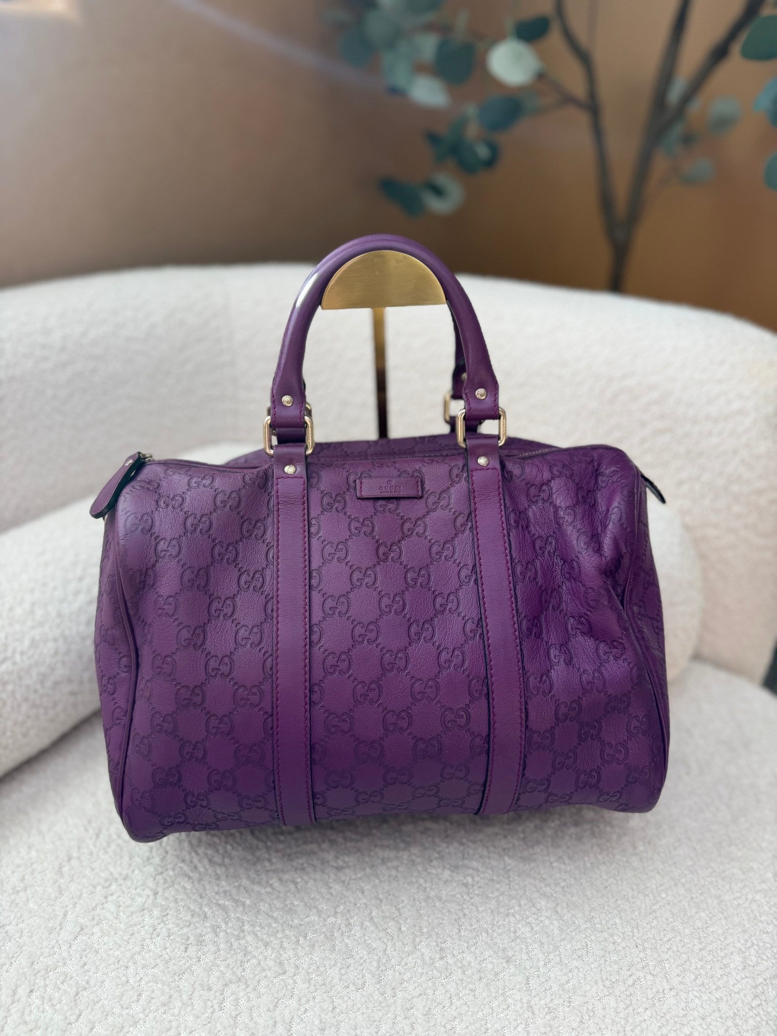 Gucci Purple Guccissima Medium Joy Boston Bag