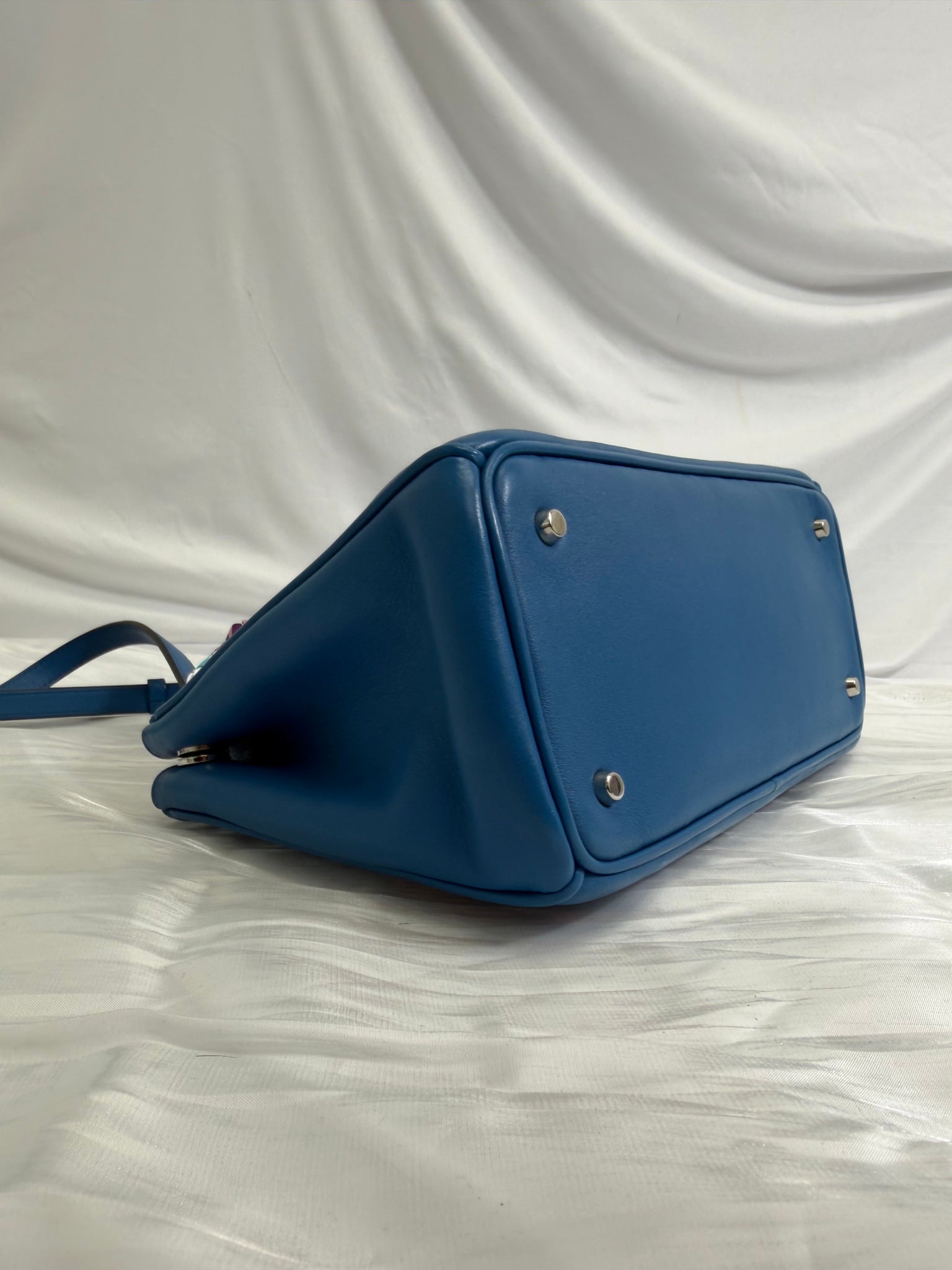 Christian Dior Blue Leather Diorissimo Small Tote Bag
