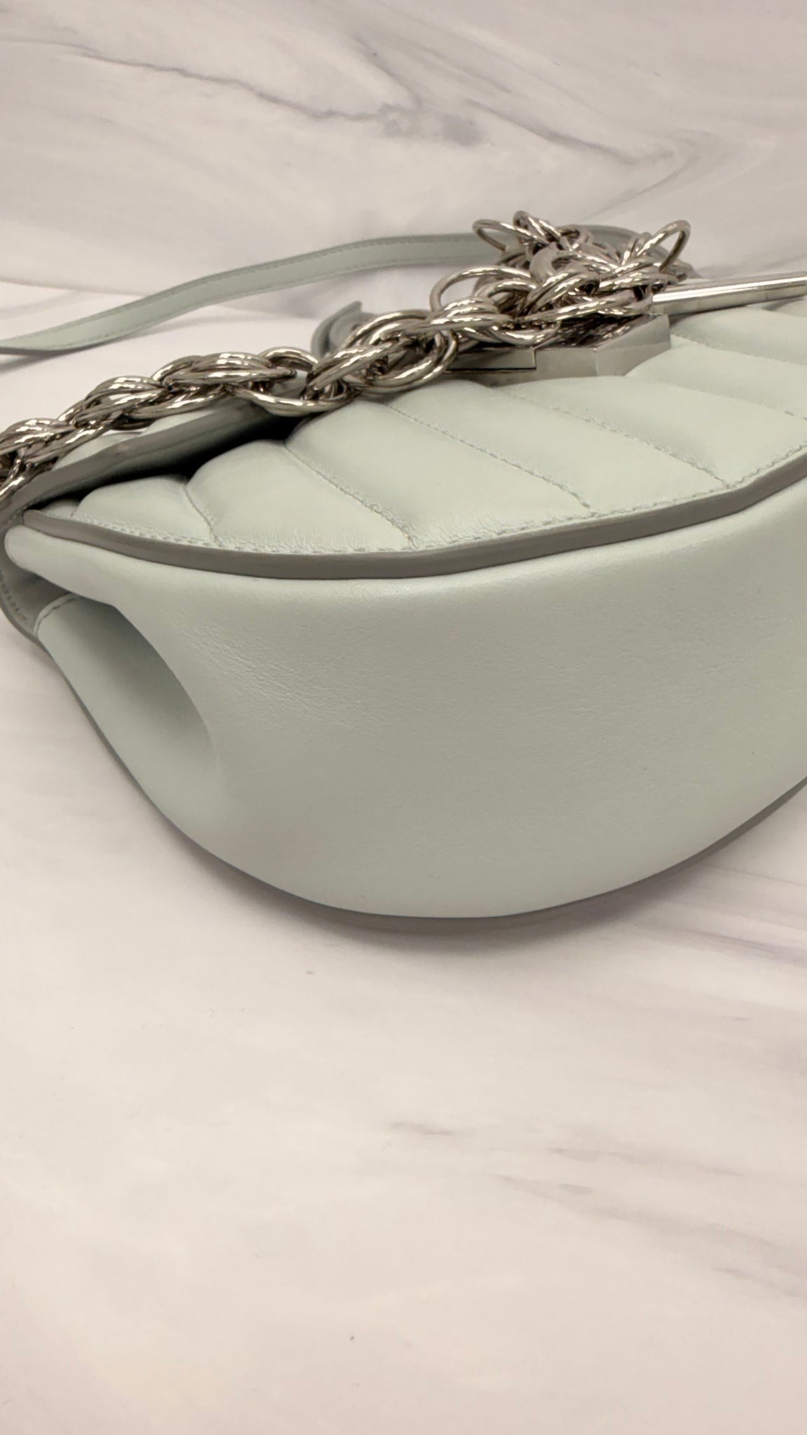 Chloe Light Blue Leather Mini Drew Bijou Shoulder Bag