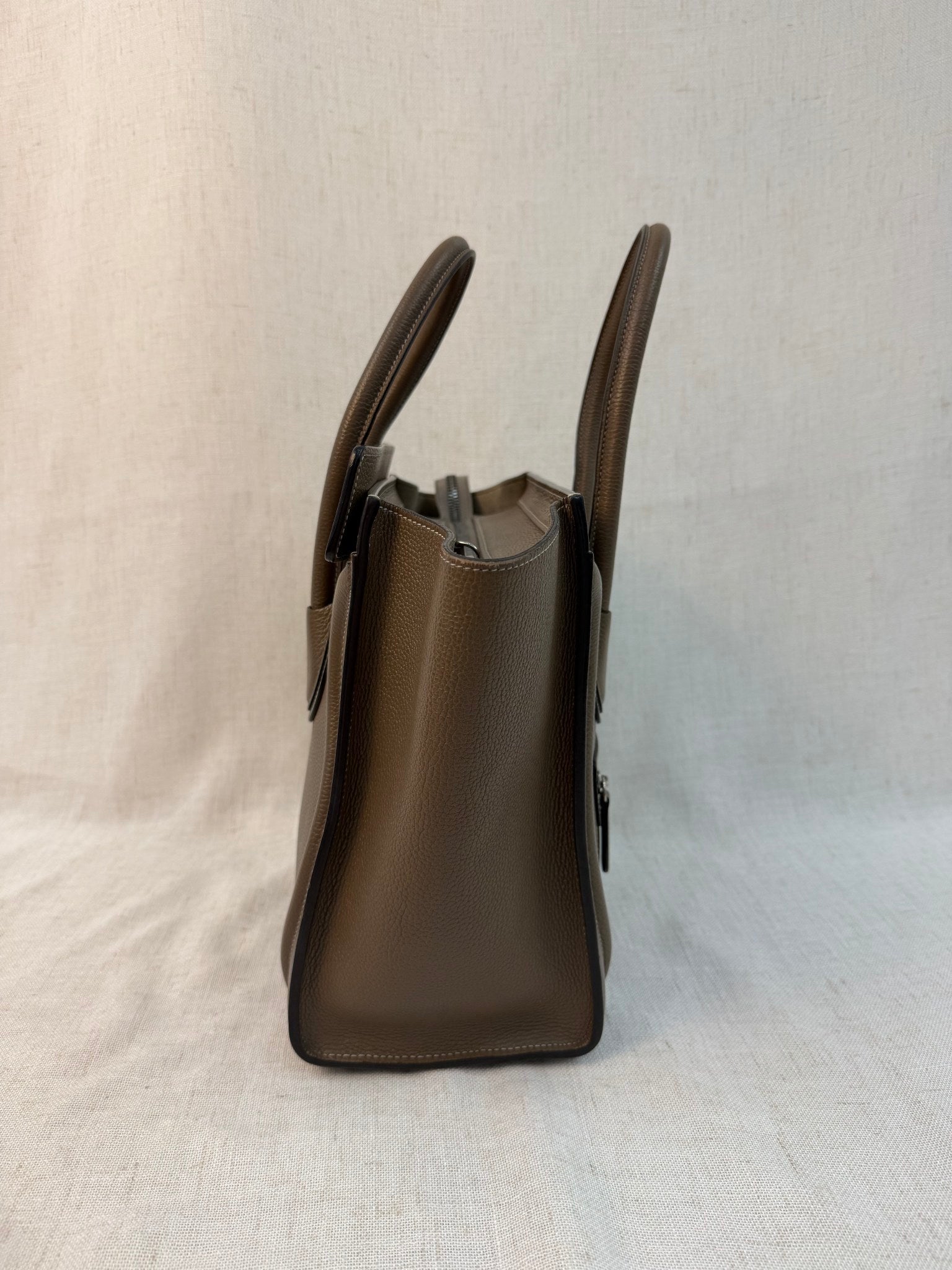 Celine Taupe Leather Micro Luggage Handbag