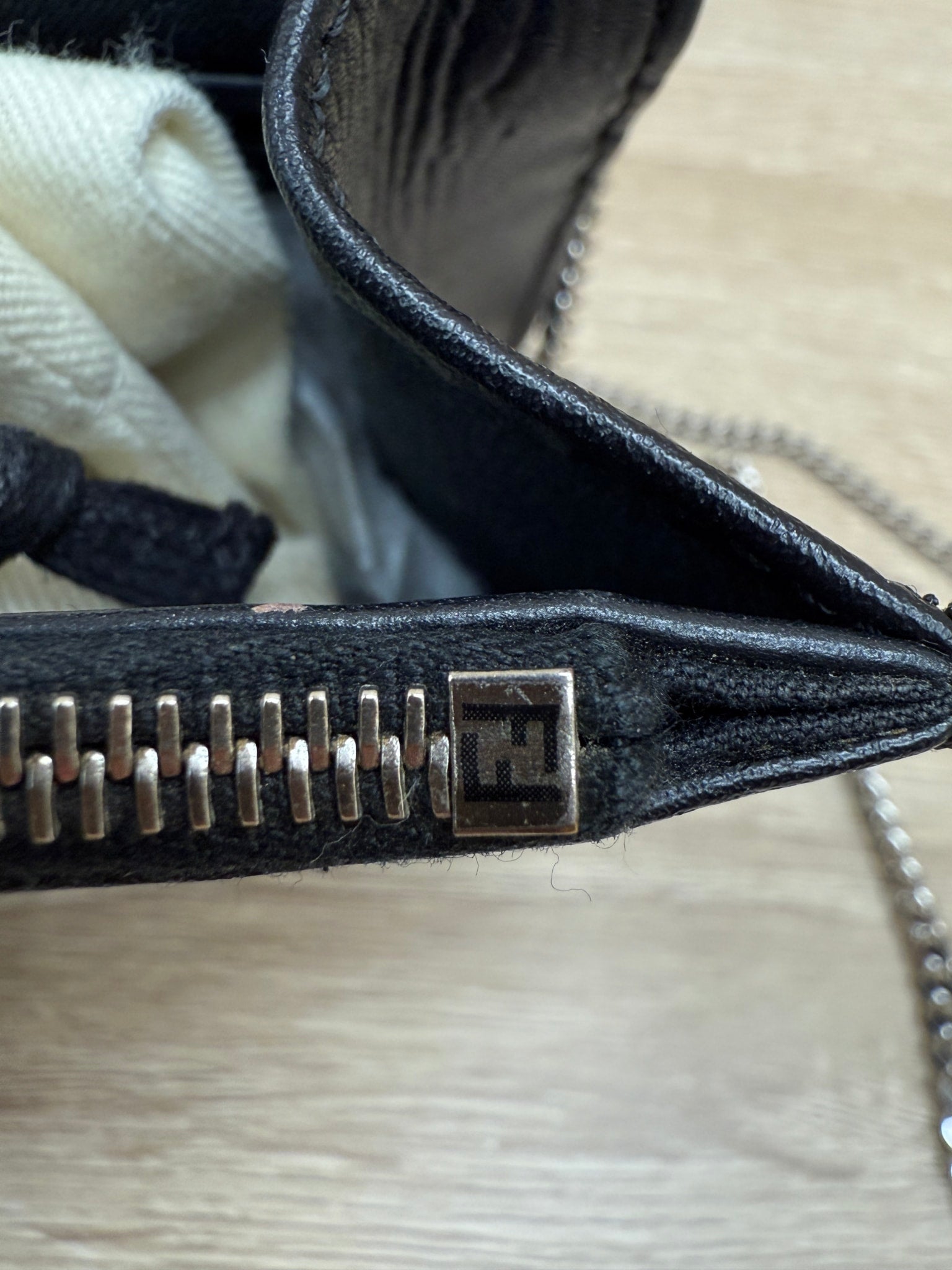 Fendi Black Leather Multicolored Studded Wallet on a Chain 