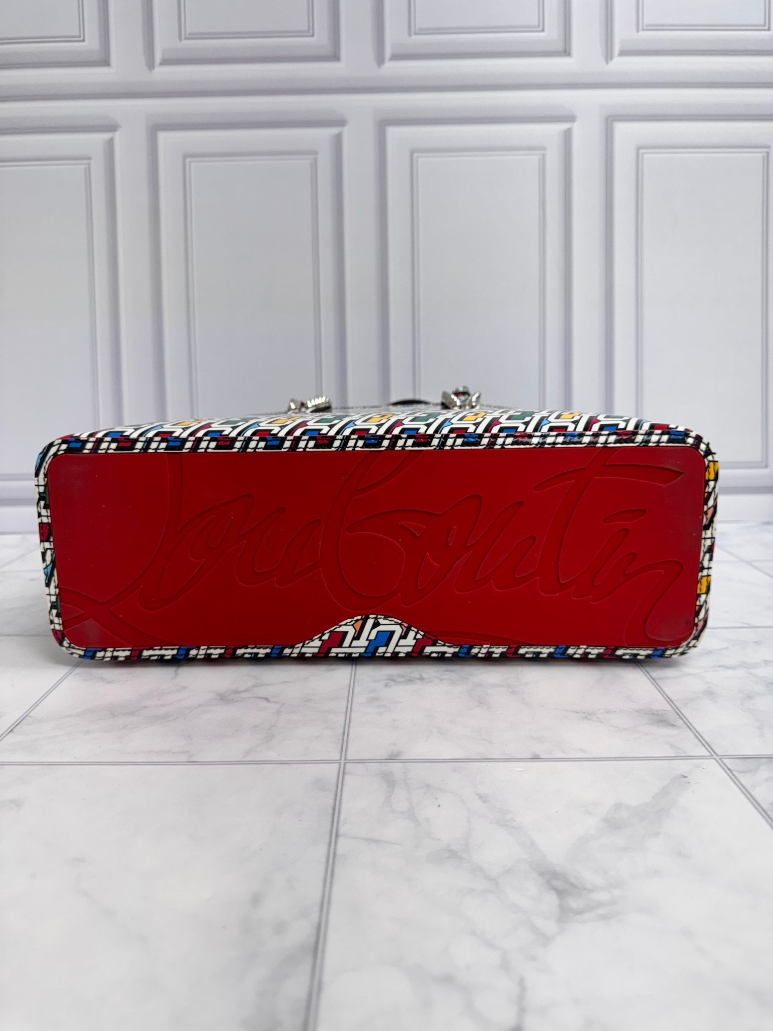 Christian Louboutin Multicolor Printed Patent Leather Cabata Small Tote Bag
