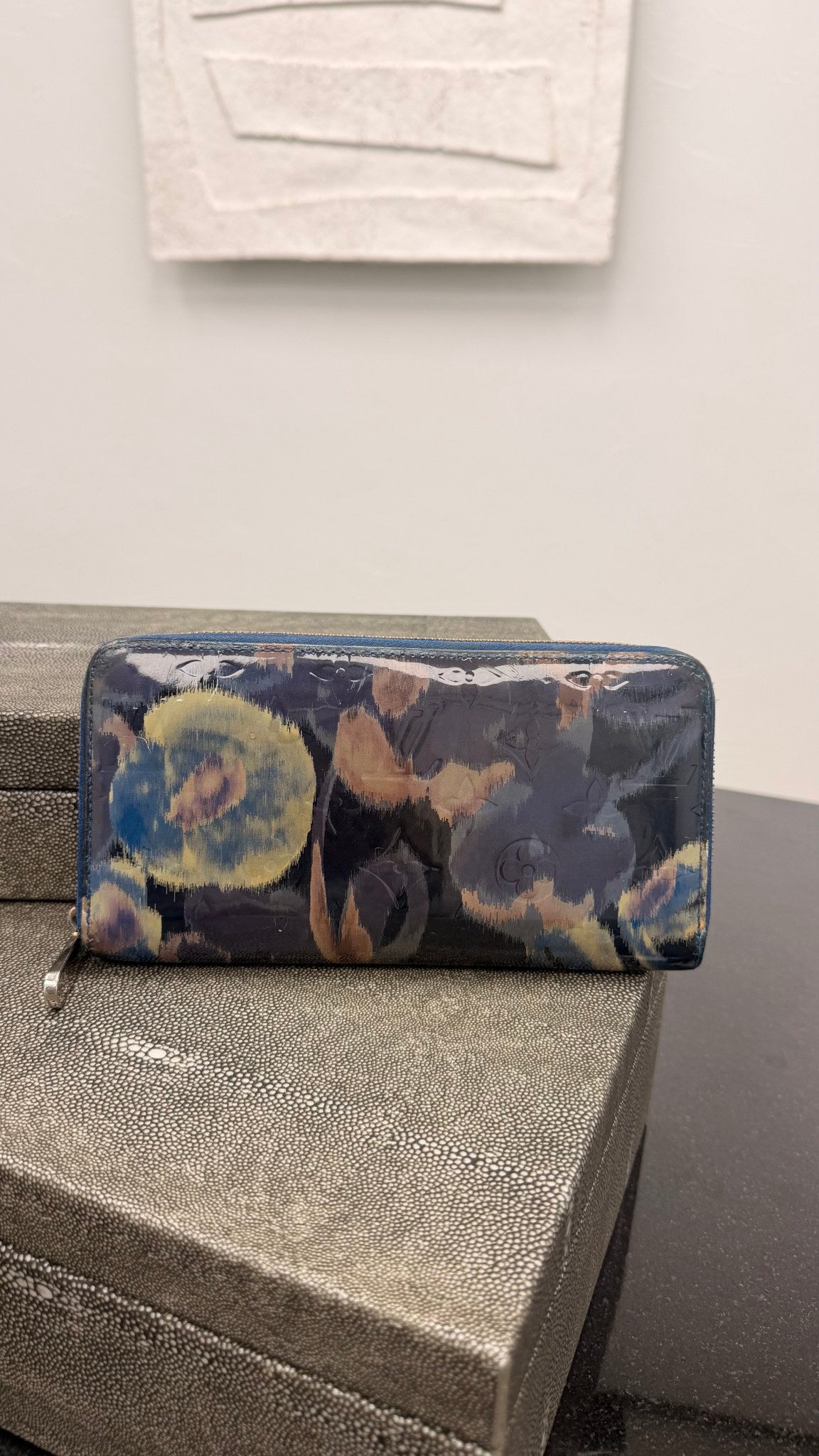 Louis Vuitton Blue Vernis Leather Ikat Zippy Wallet 