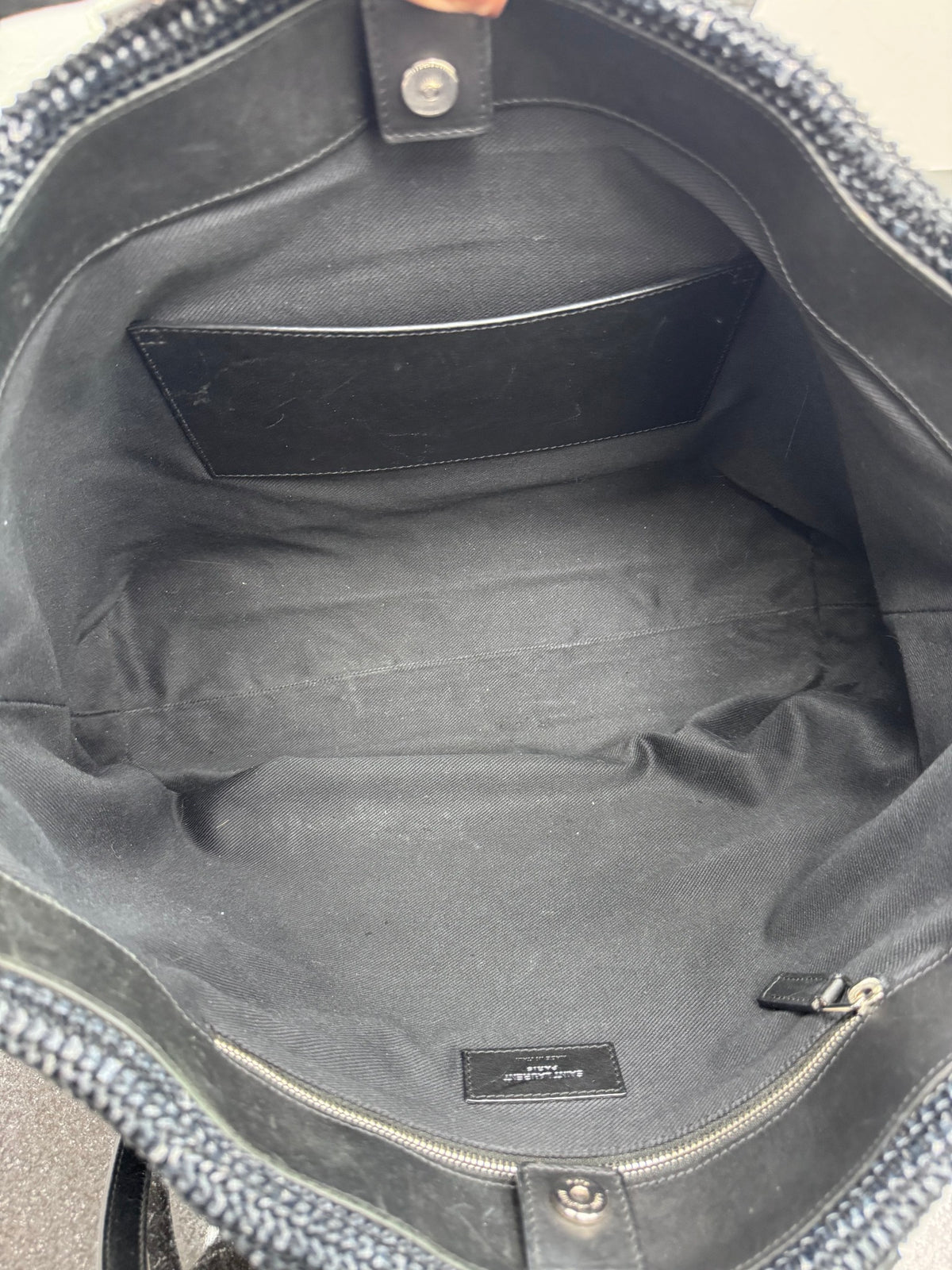 Saint Laurent YSL Black Raffia Tote Bag