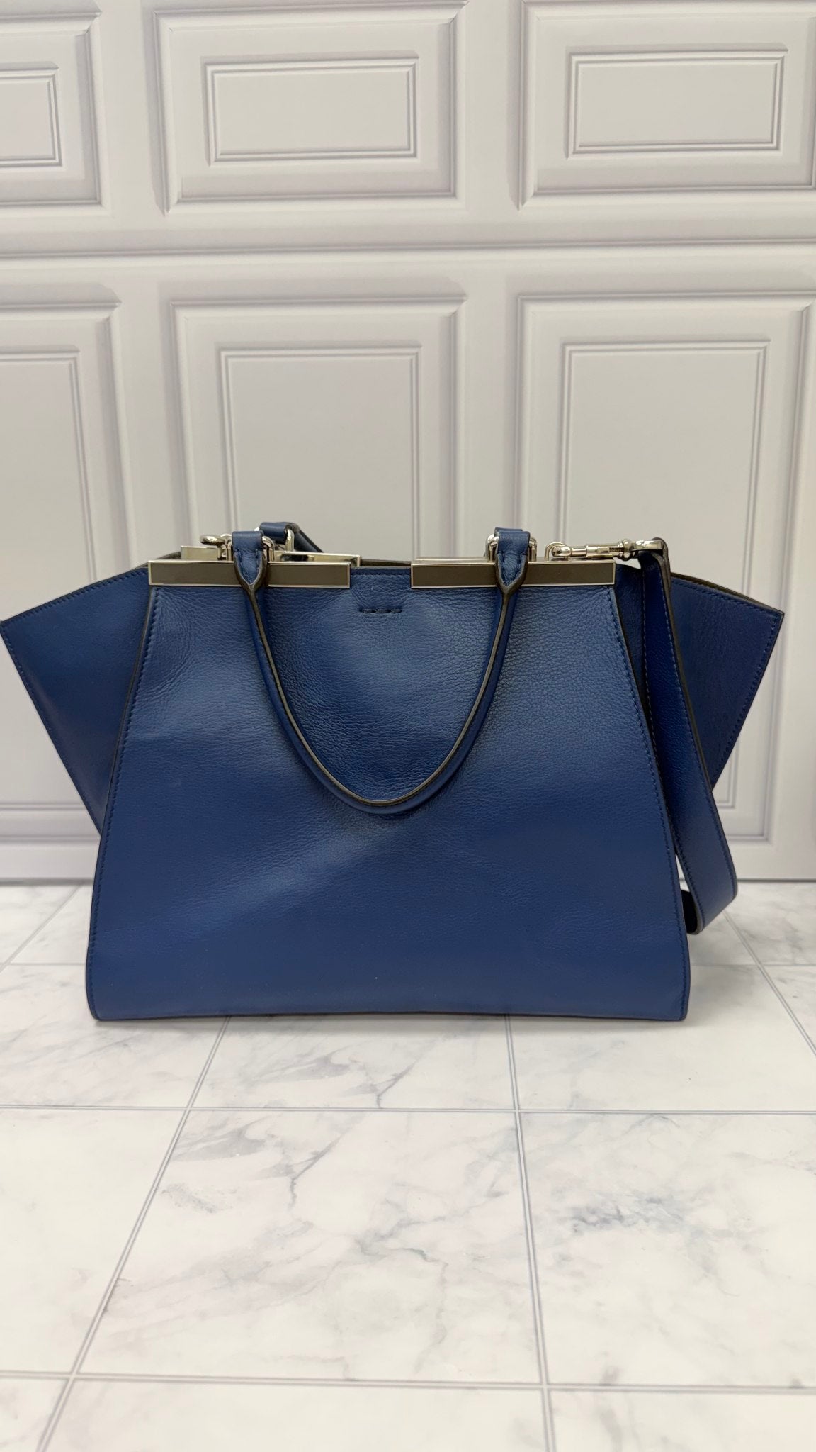 Fendi Navy Blue Leather 3Jours Handbag 