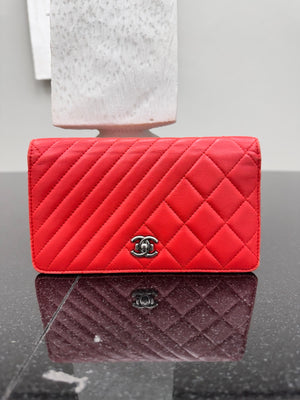 Chanel Red Quilted Leather Long Flap Wallet