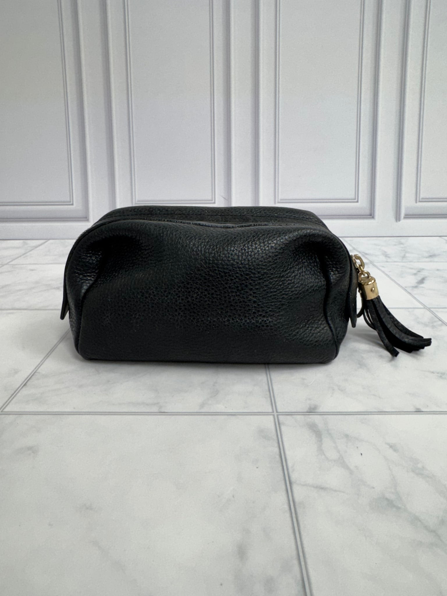 Gucci Black Grained Leather Soho Cosmetic Pouch