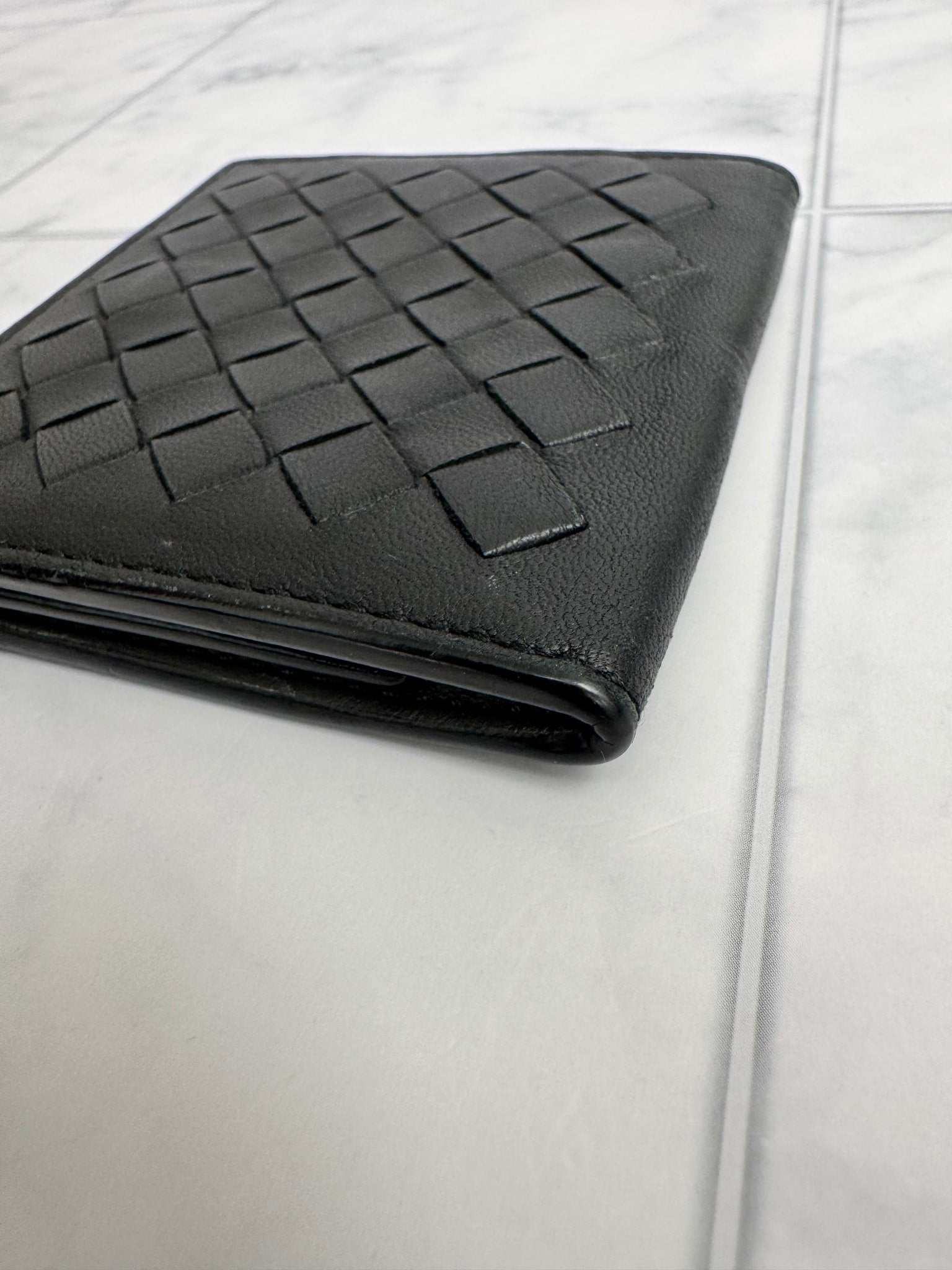 Bottega Veneta Black Intrecciato Leather Compact Wallet