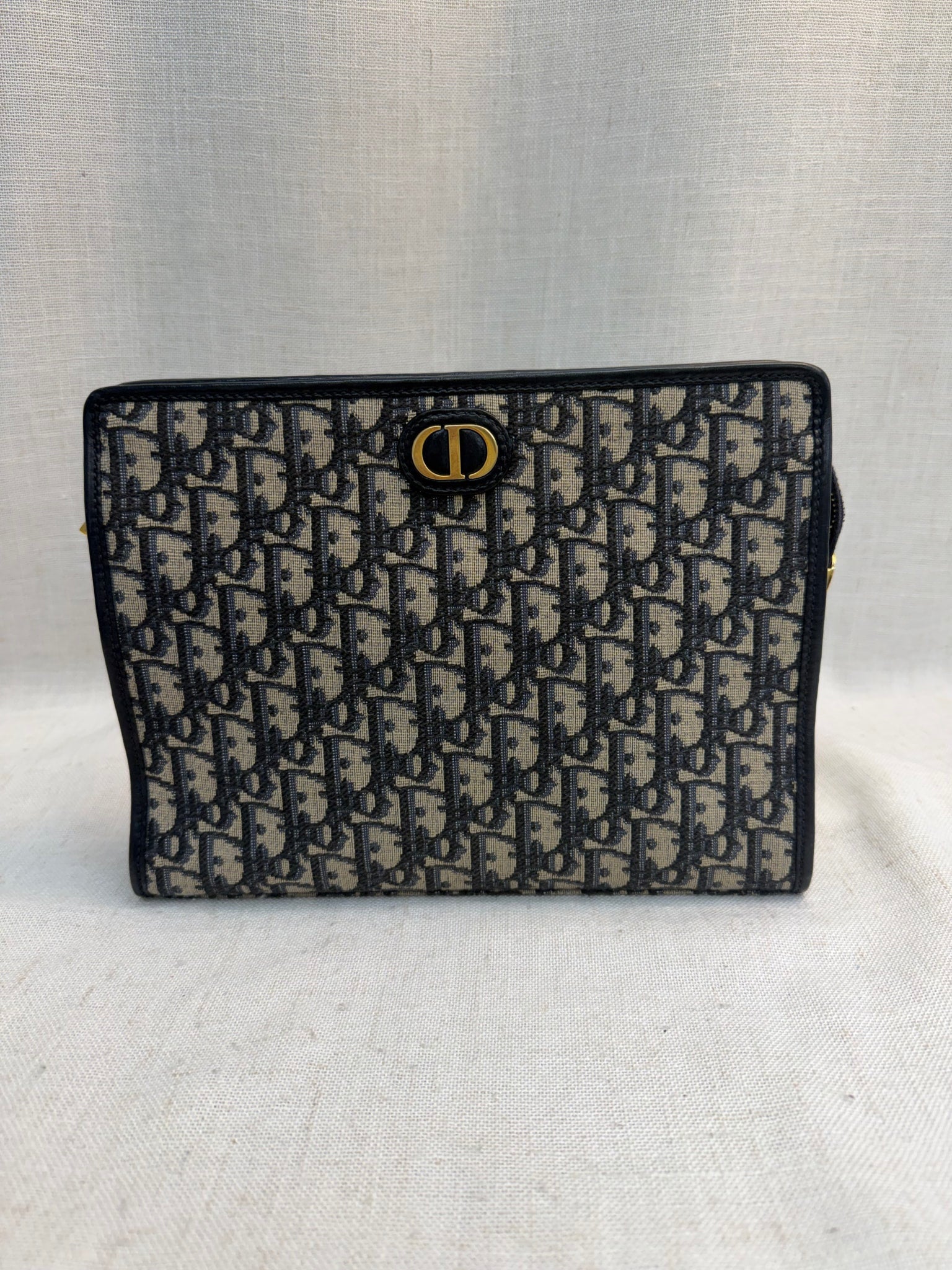 Christian Dior Navy Canvas Oblique 30 Montaigne Pouch