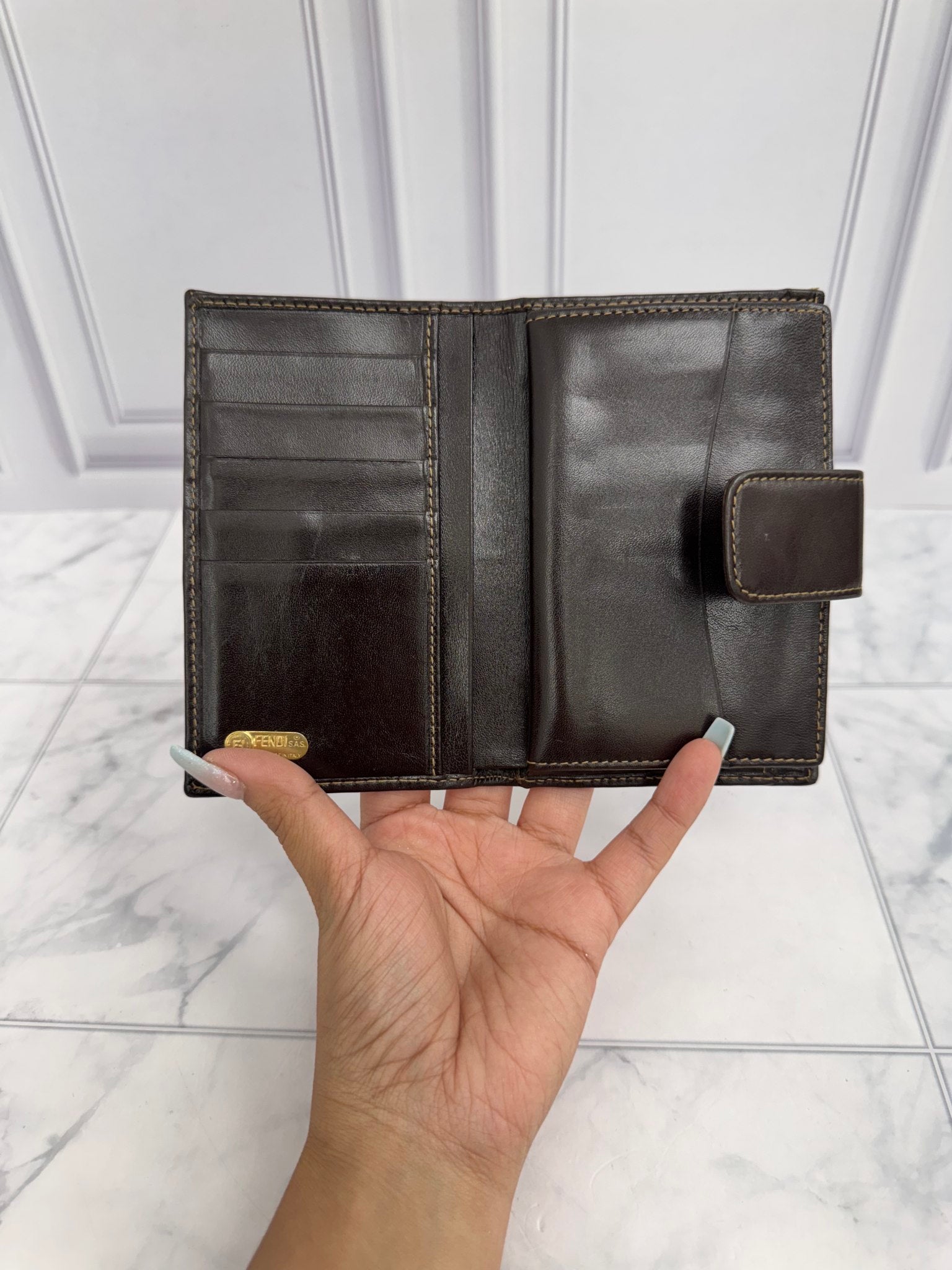 Fendi Brown Zucca Canvas French Wallet