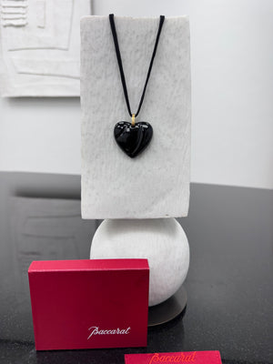 Baccarat Black Crystal Puffed Heart Pendant Necklace