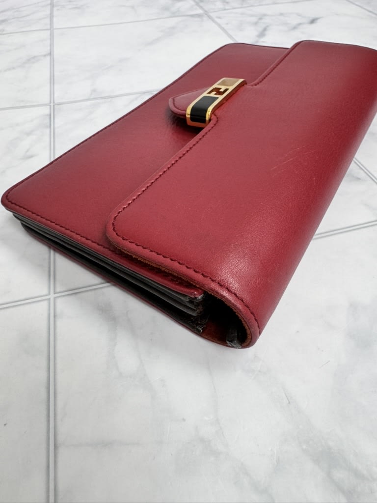 Fendi Red Leather Long Wallet