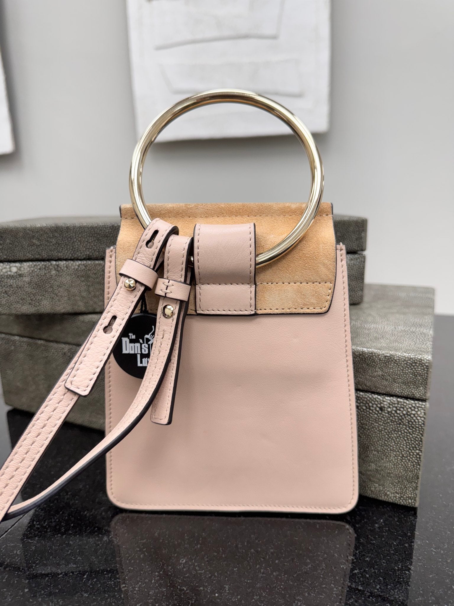 Chloe Beige And Light Pink Suede And Leather Small Crossbody Bag