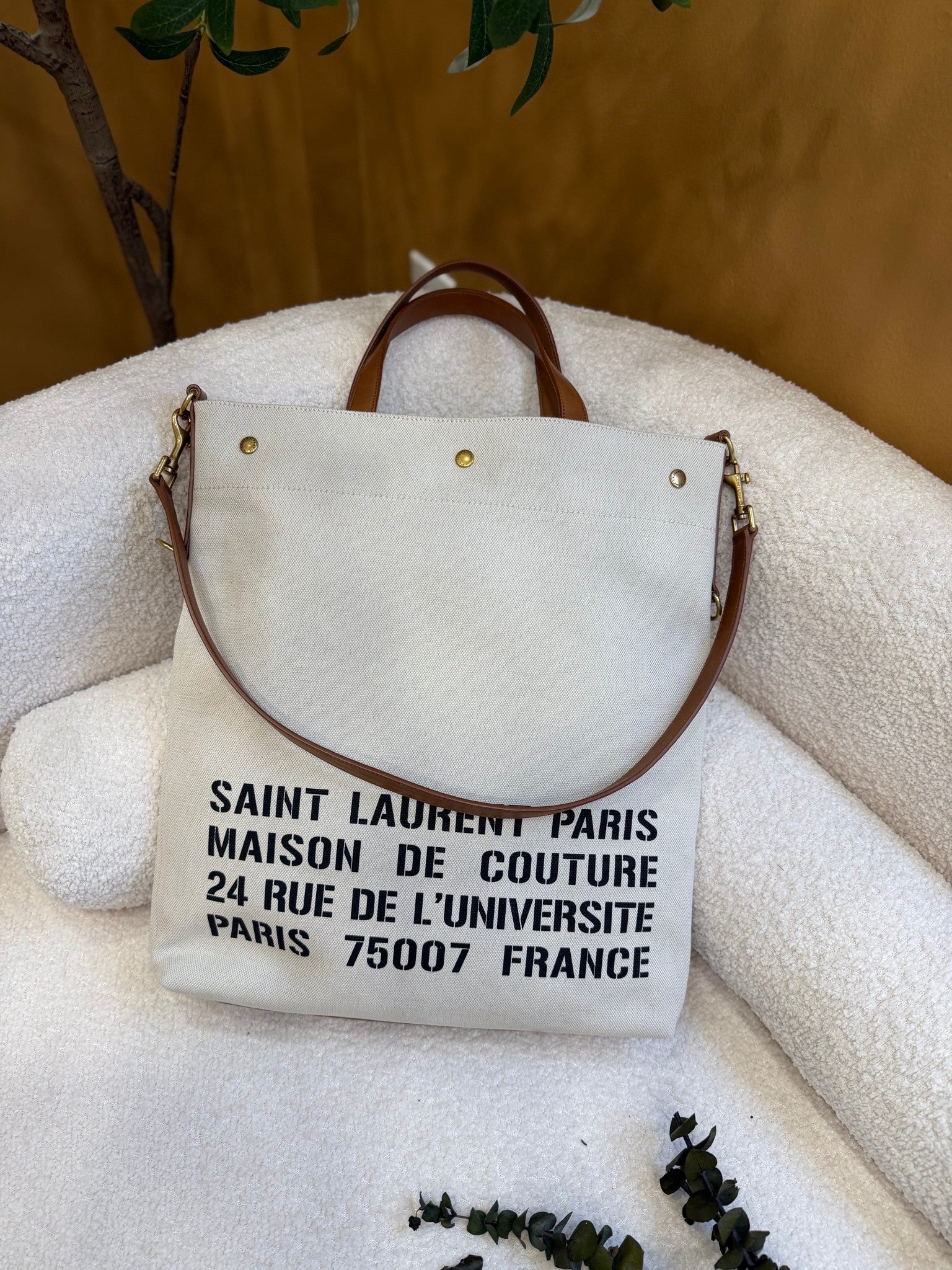 Saint Laurent YSL Canvas Universite Tote Bag