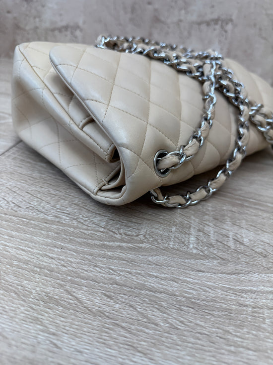 Chanel Beige Quilted Lambskin Jumbo Double Flap Bag