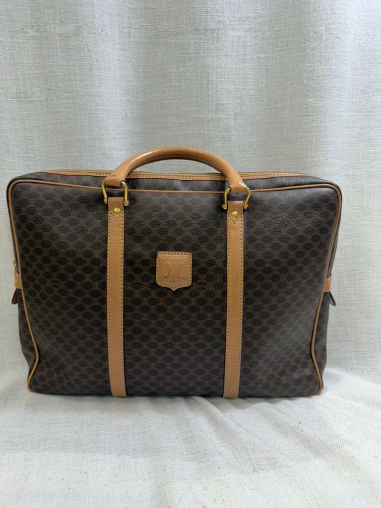 Celine Brown Coated Canvas Macadam Briefcase
