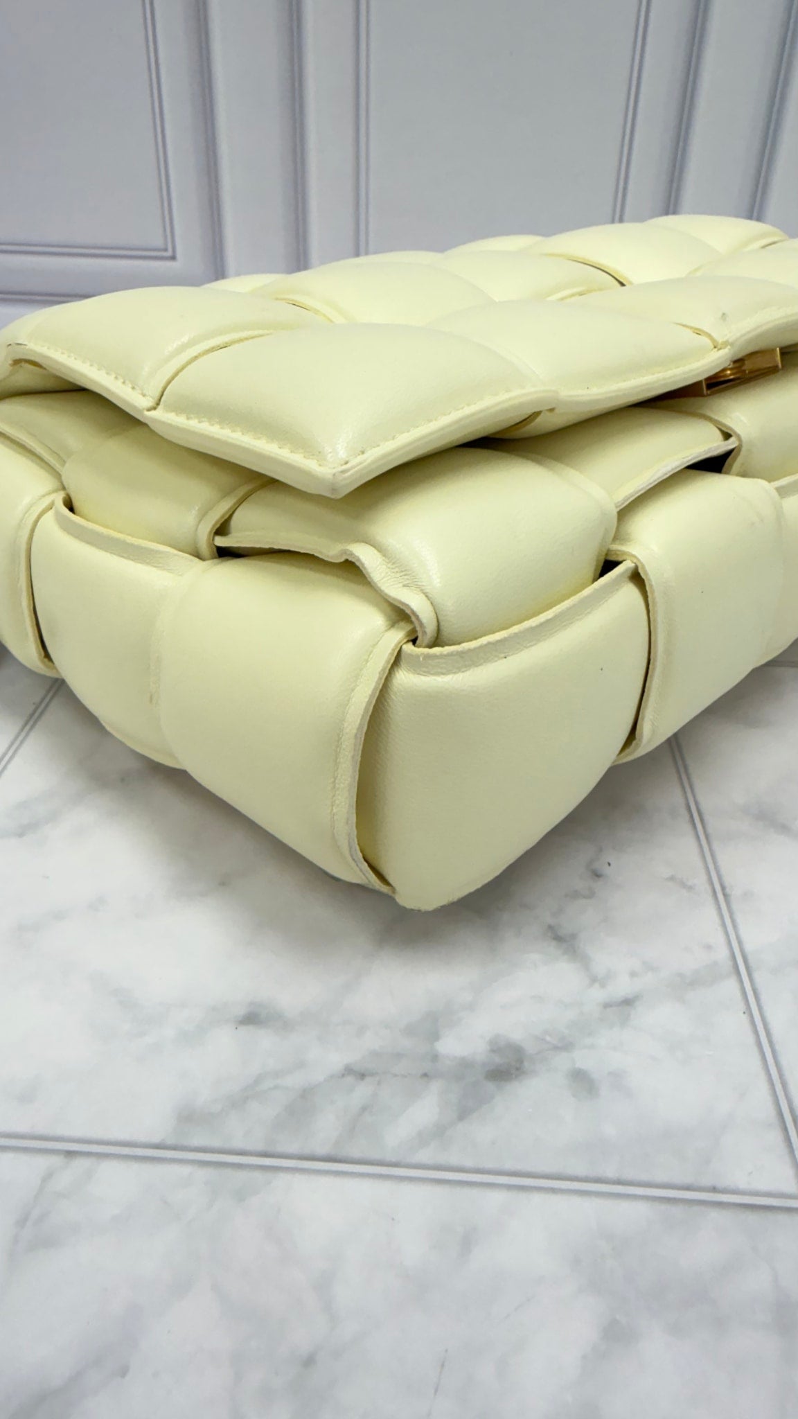 Bottega Veneta Pale Yellow Padded Cassette Crossbody Bag