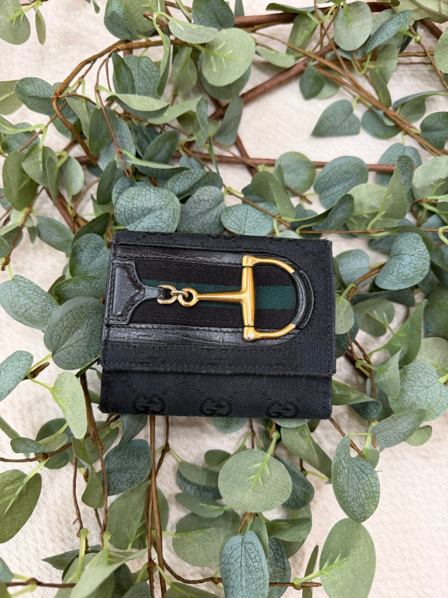 Gucci Black Canvas 1955 Horsebit Compact Wallet