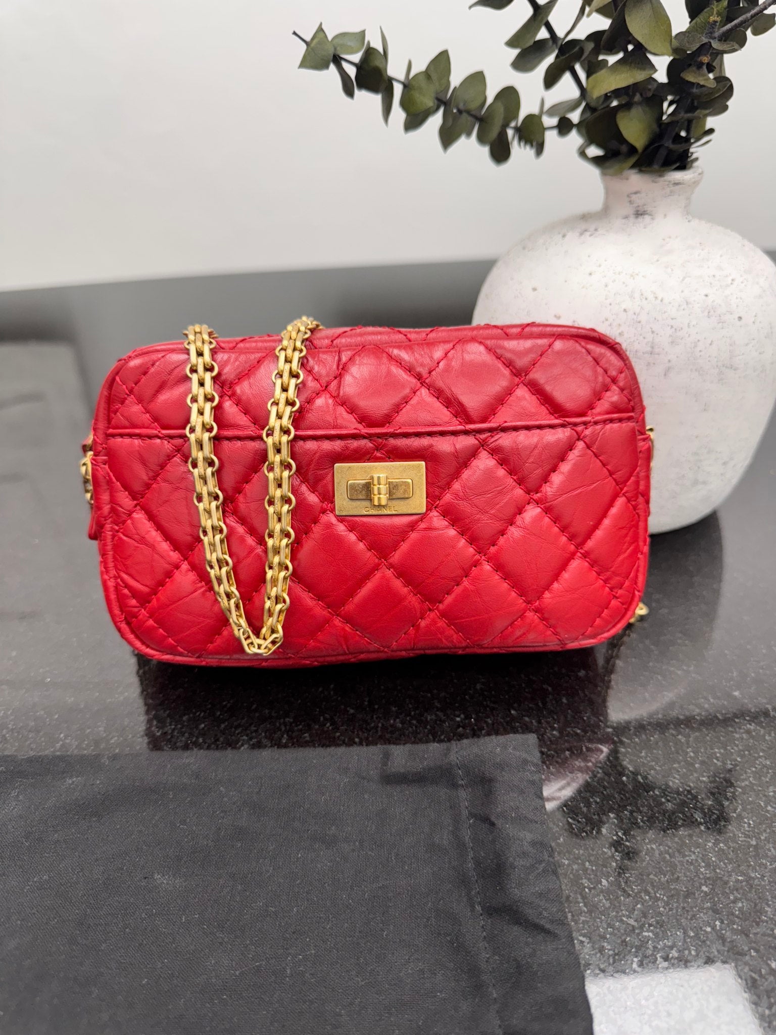 Chanel Red Quilted Calfskin Reissue 2.55 Mini Camera Bag