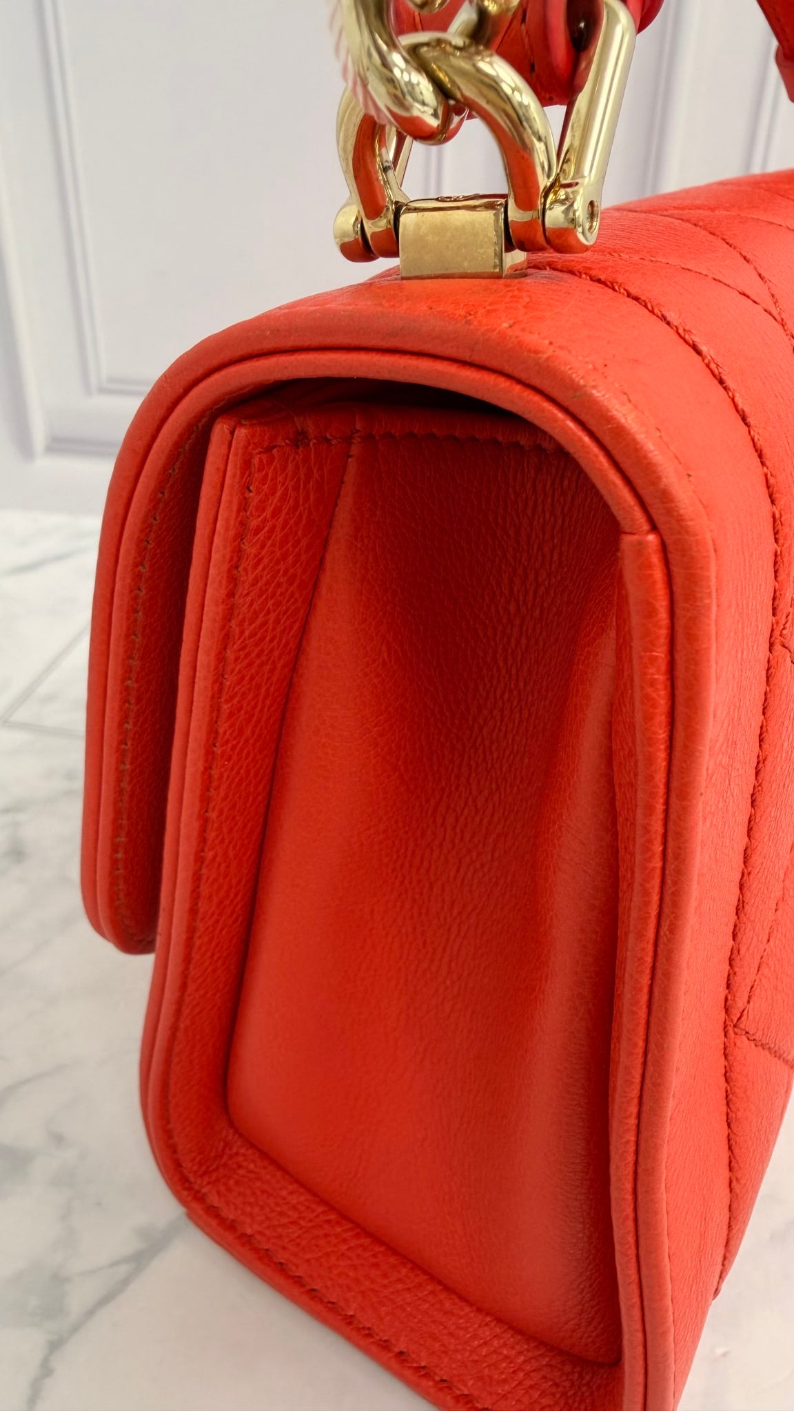 Chanel Vibrant Red Label Click Small Flap Bag