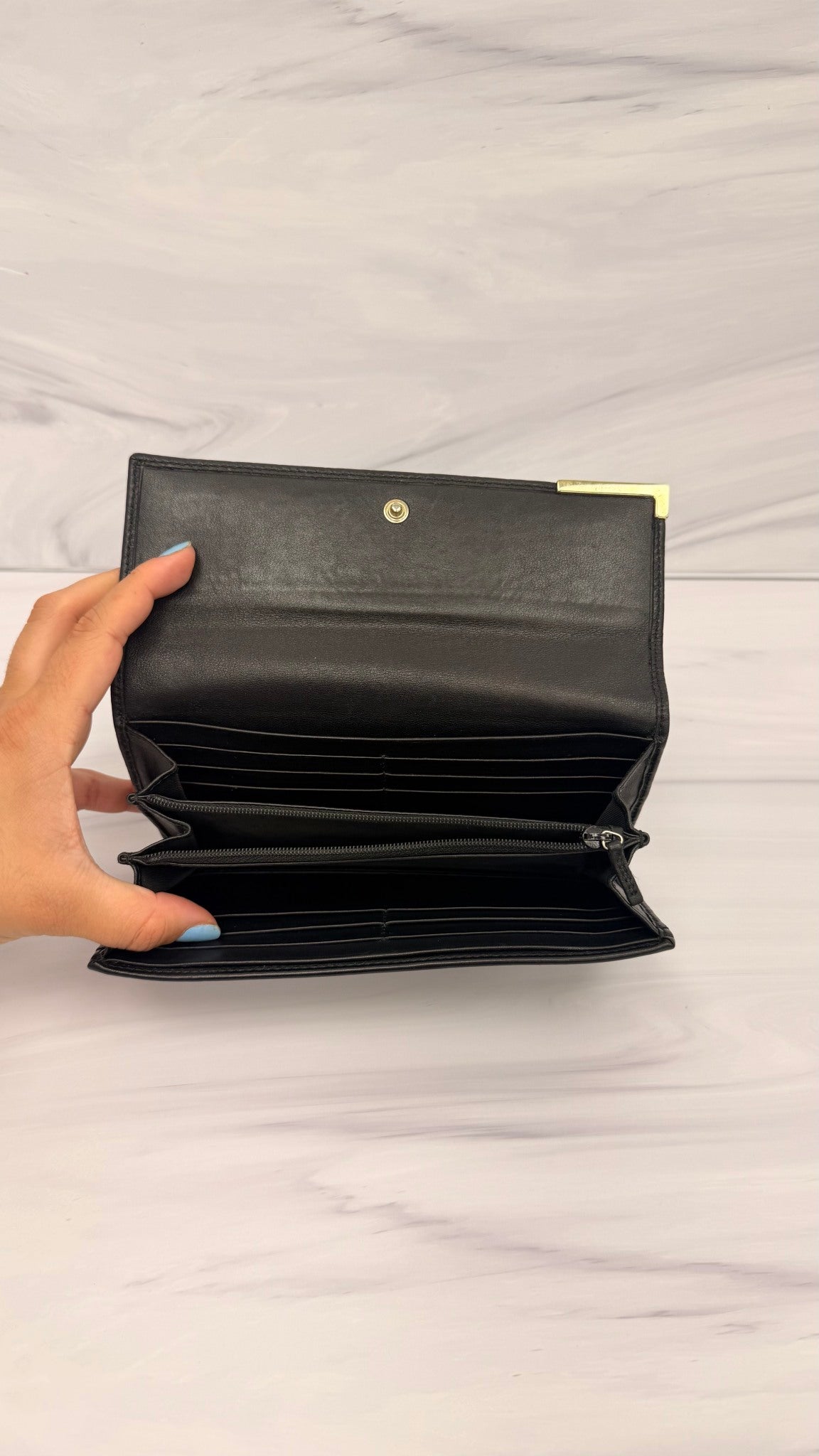 Gucci Black Guccissima Leather Long Wallet 