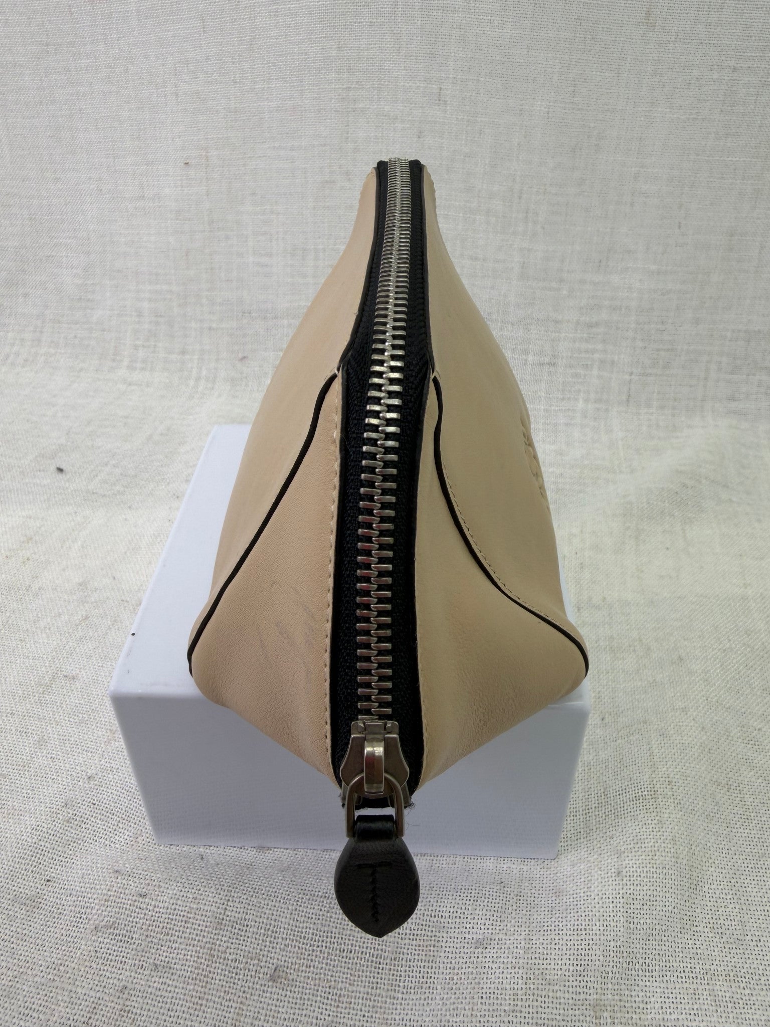 Loewe Beige Leather Anagram Pouch