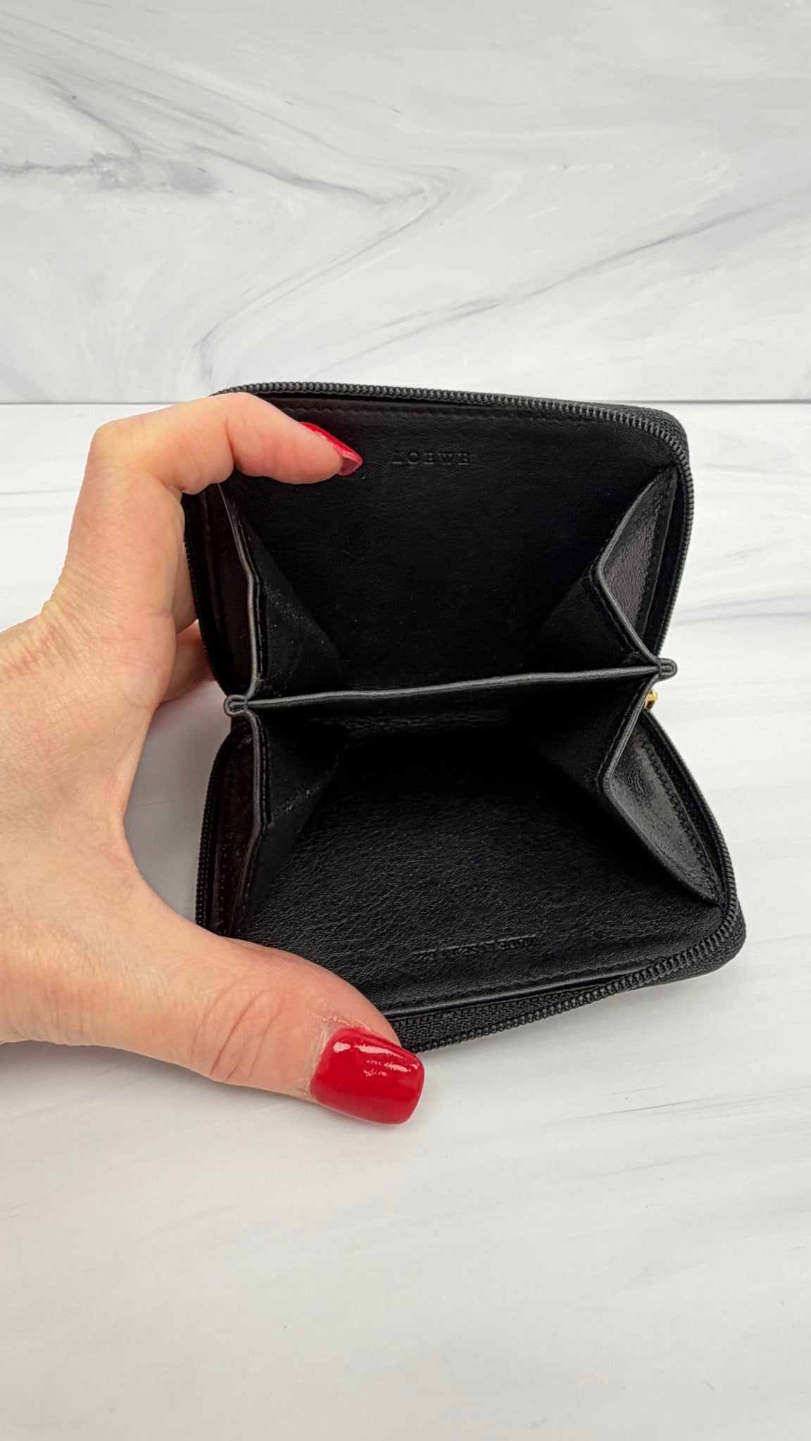 Loewe Black And Brown Anagram Canvas Compact Zippy Wallet