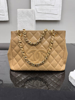 Chanel Tan Caviar Leather Petite Timeless Tote Bag