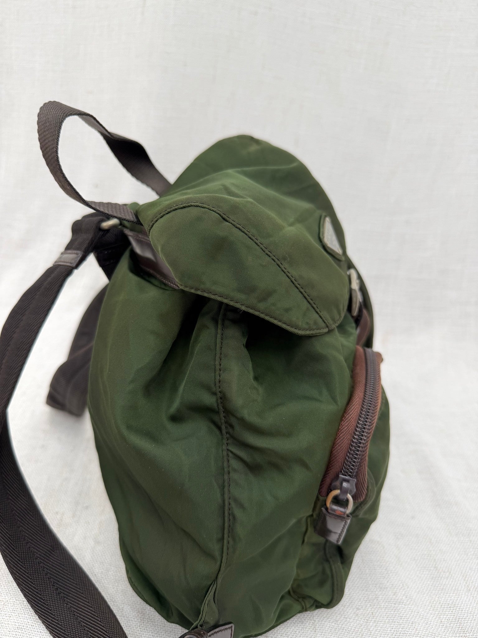 Prada Vintage  Green Nylon Small Backpack