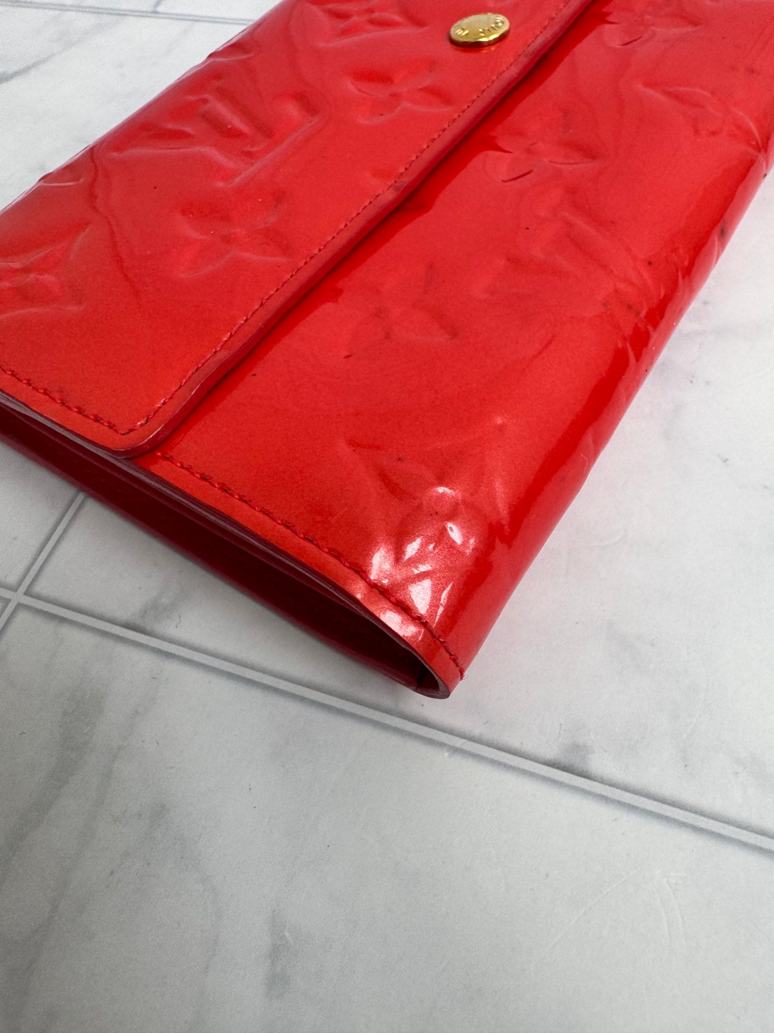 Louis Vuitton Red Patent Leather Vernis Sarah Long Wallet