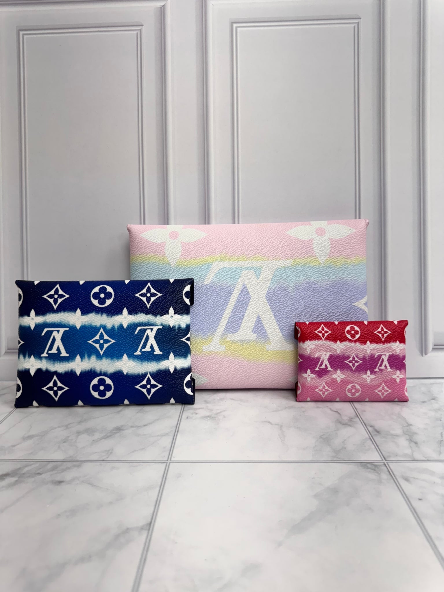 LIKE NEW - Louis Vuitton Monogram Multicolor Escale Kirigami Pochette Set