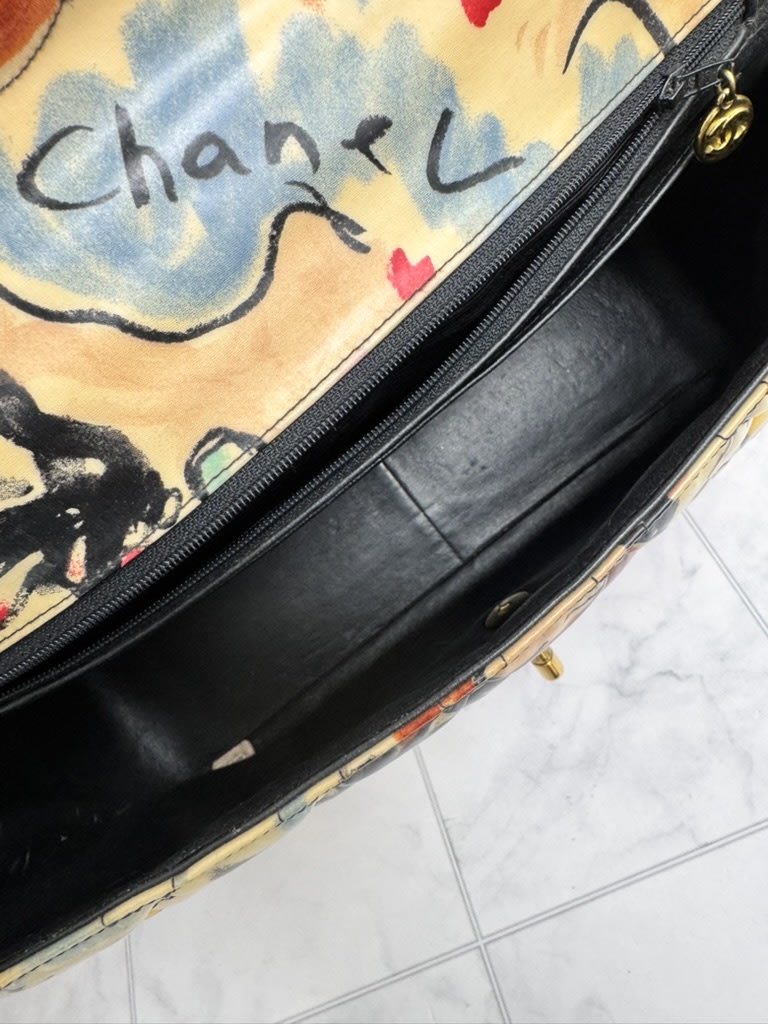 Chanel Multicolor Quilted Vinyl Rare Graffiti Sketch Maxi Flap Bag