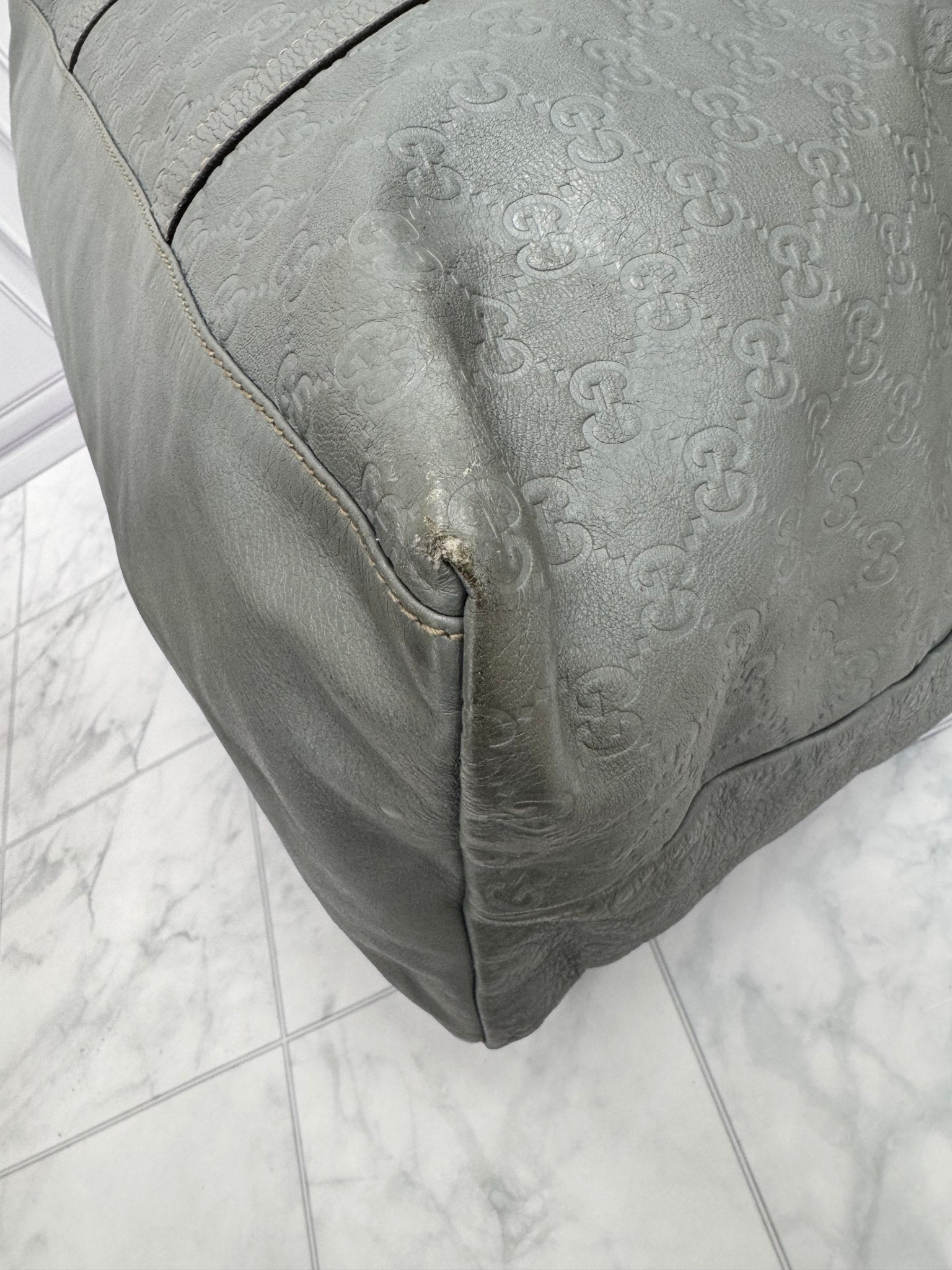 Gucci Gray Guccissima Embossed Leather Large Tote