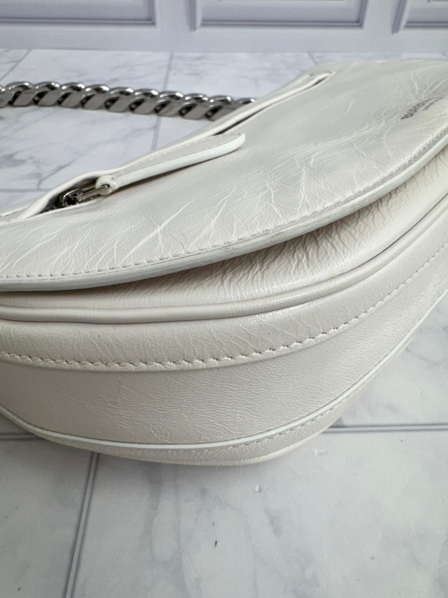 Burberry White Leather Olympia Small Chain Shoulder Bag