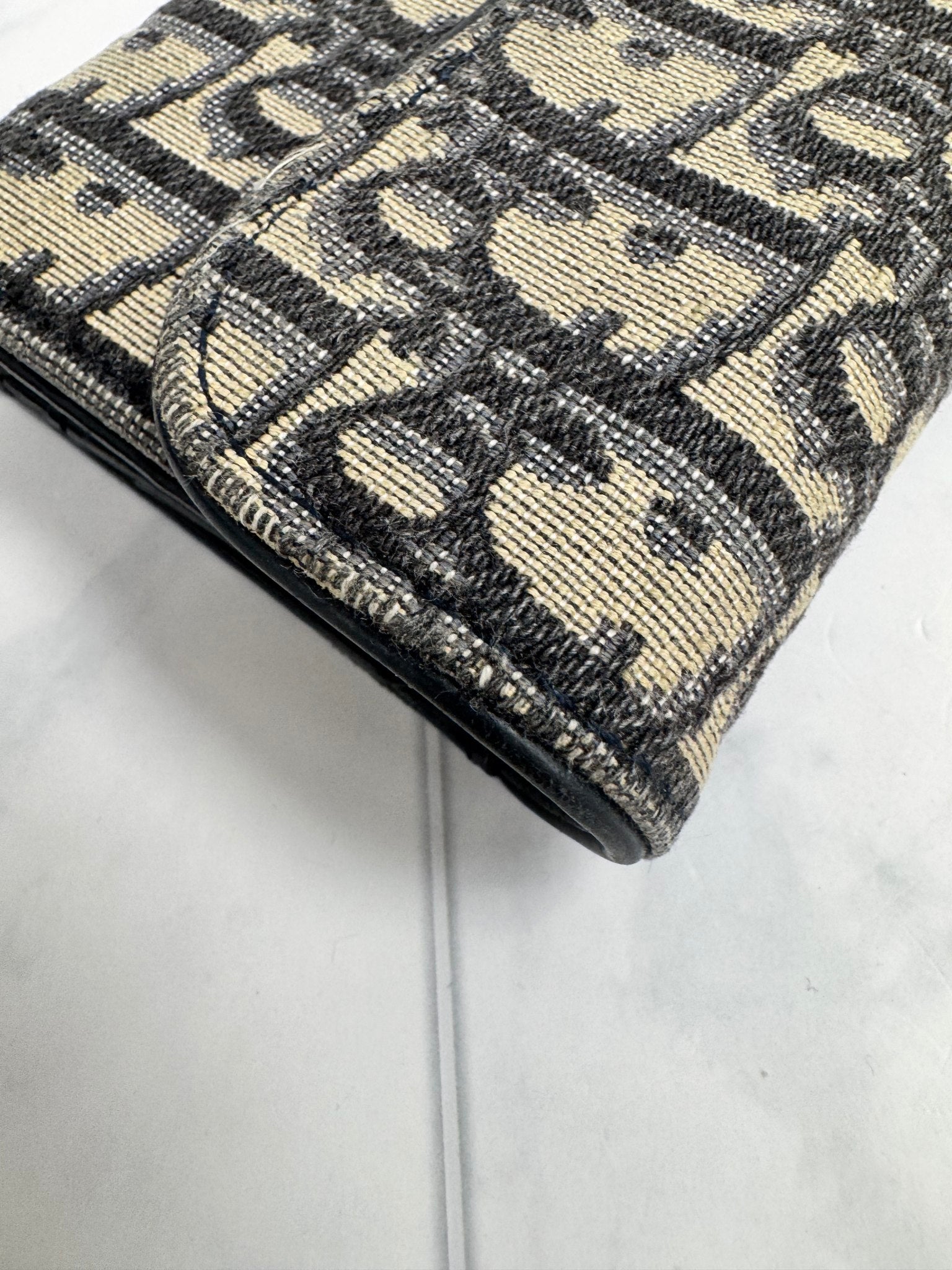 Christian Dior Blue Oblique Jacquard Saddle Card Holder