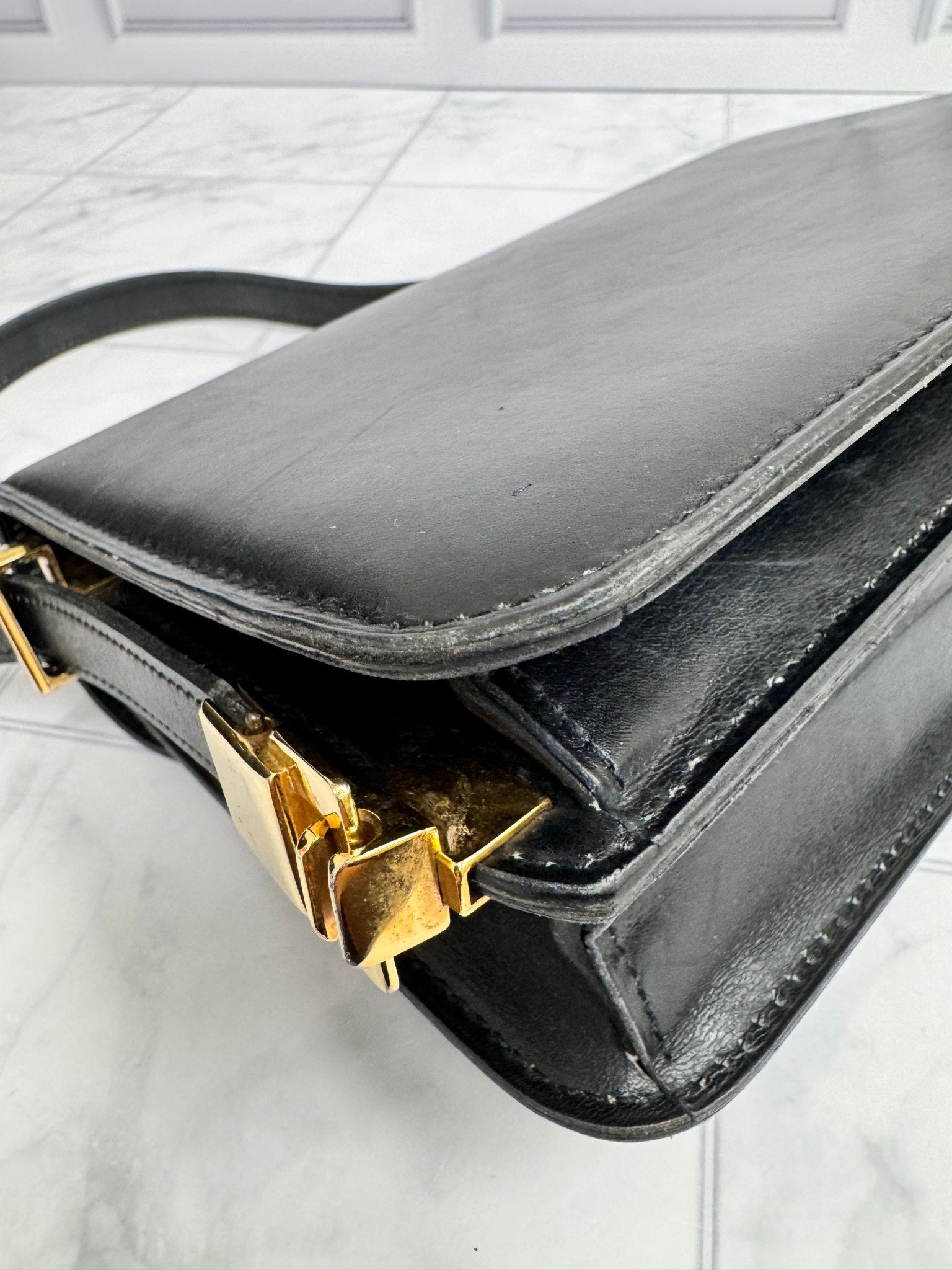 Celine Black Leather Shoulder Bag