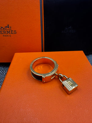 Hermes Black & Gold Kelly Cadena Scarf Ring