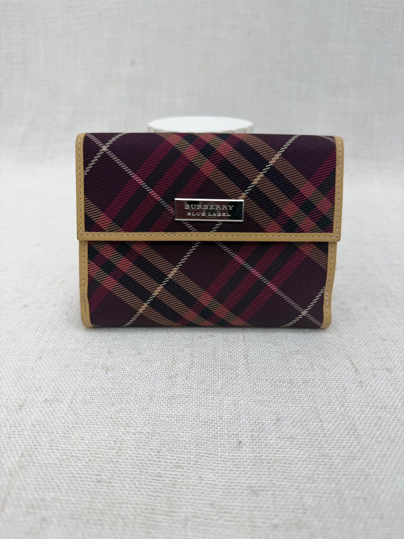 Burberry Plum & Tan Nova Check Canvas Wallet