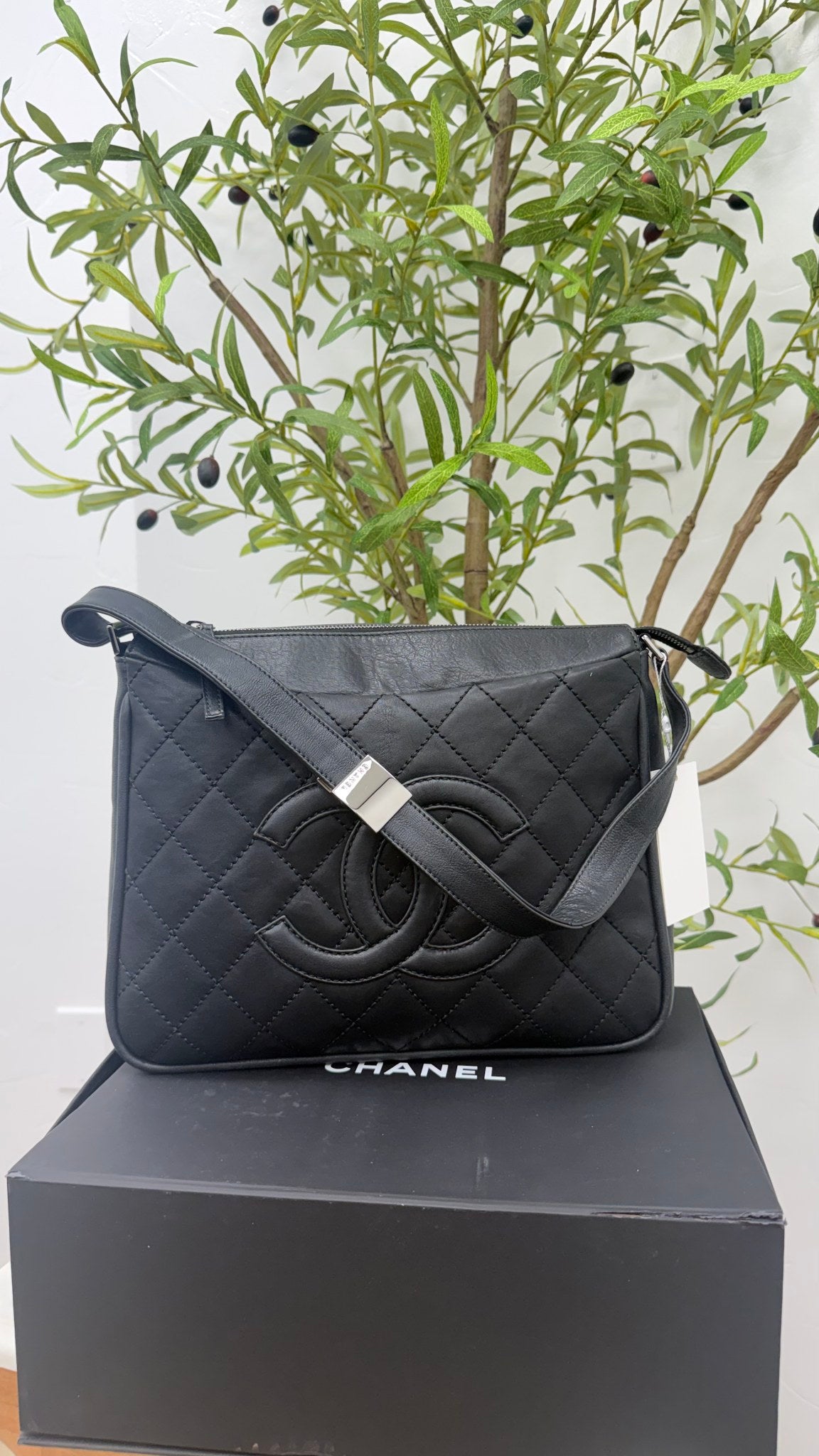 Chanel Black Calfskin Leather Timeless CC Shoulder Bag