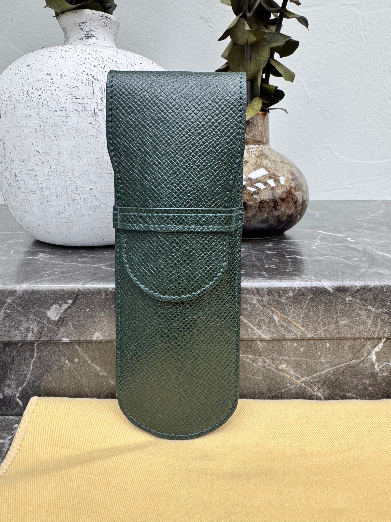 Louis Vuitton Green Taiga Leather Pen Case