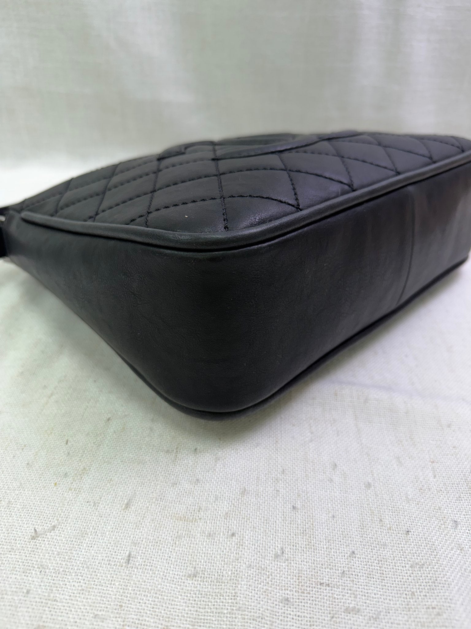 Chanel Vintage Black Quilted Lambskin Timeless CC Hobo Bag