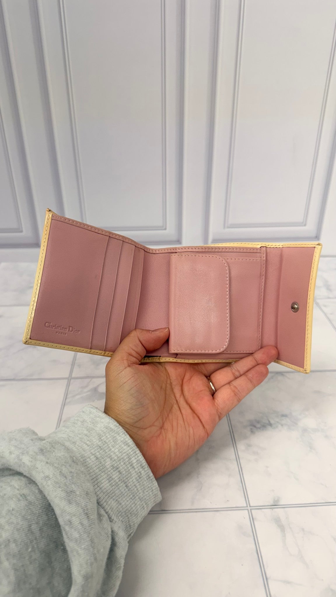 Christian Dior Pink Coated Canvas Trotter 2 Bifold Compact Wallet 