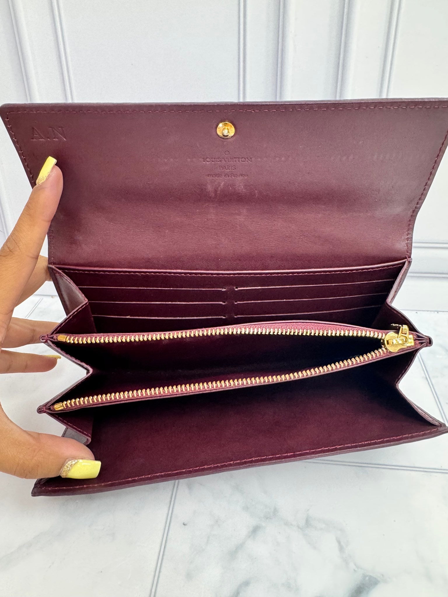 Louis Vuitton Burgundy Vernis Sarah Long Wallet