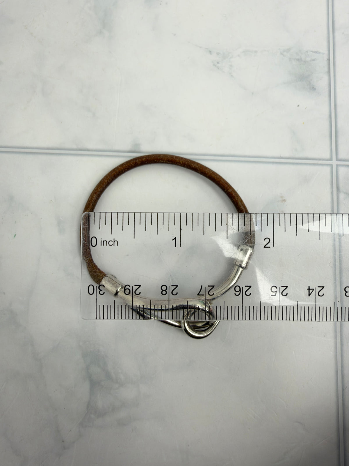 Hermes Brown Leather Jumbo Hook Bracelet 