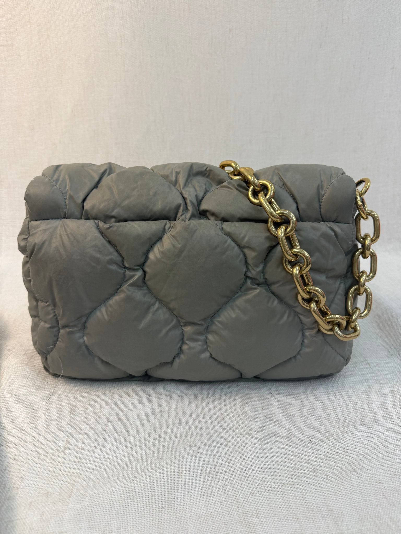 Miu Miu Gray Nylon Puffer Chain Shoulder Bag