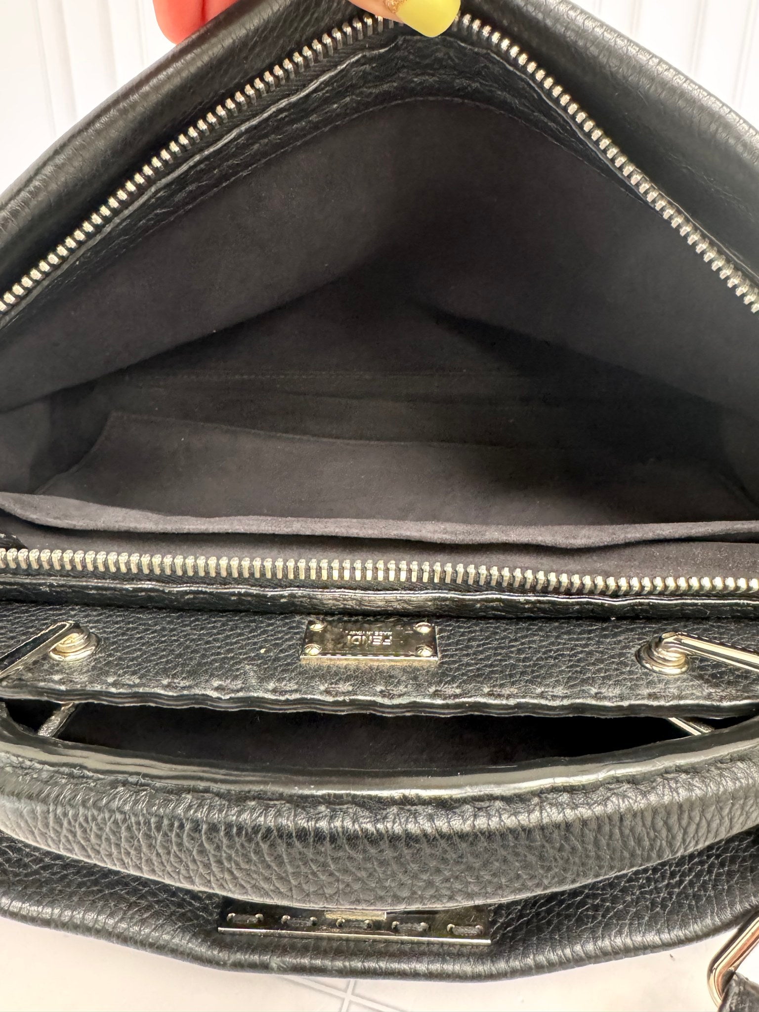 Fendi Black Grained Leather 2Way Bag