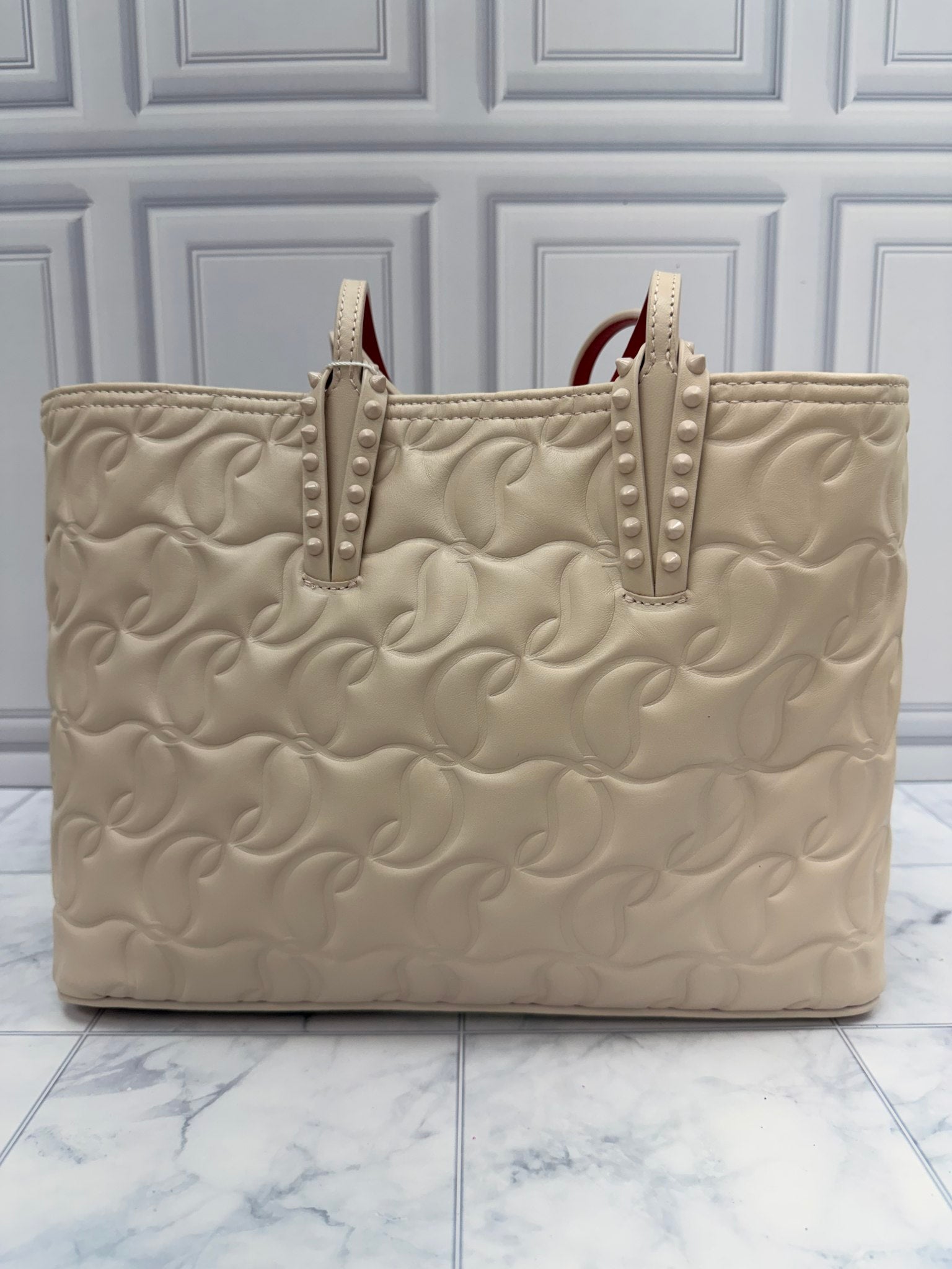 LIKE NEW - Christian Louboutin Beige Nappa Embossed Cabata Tote W/ Matching Pouch 