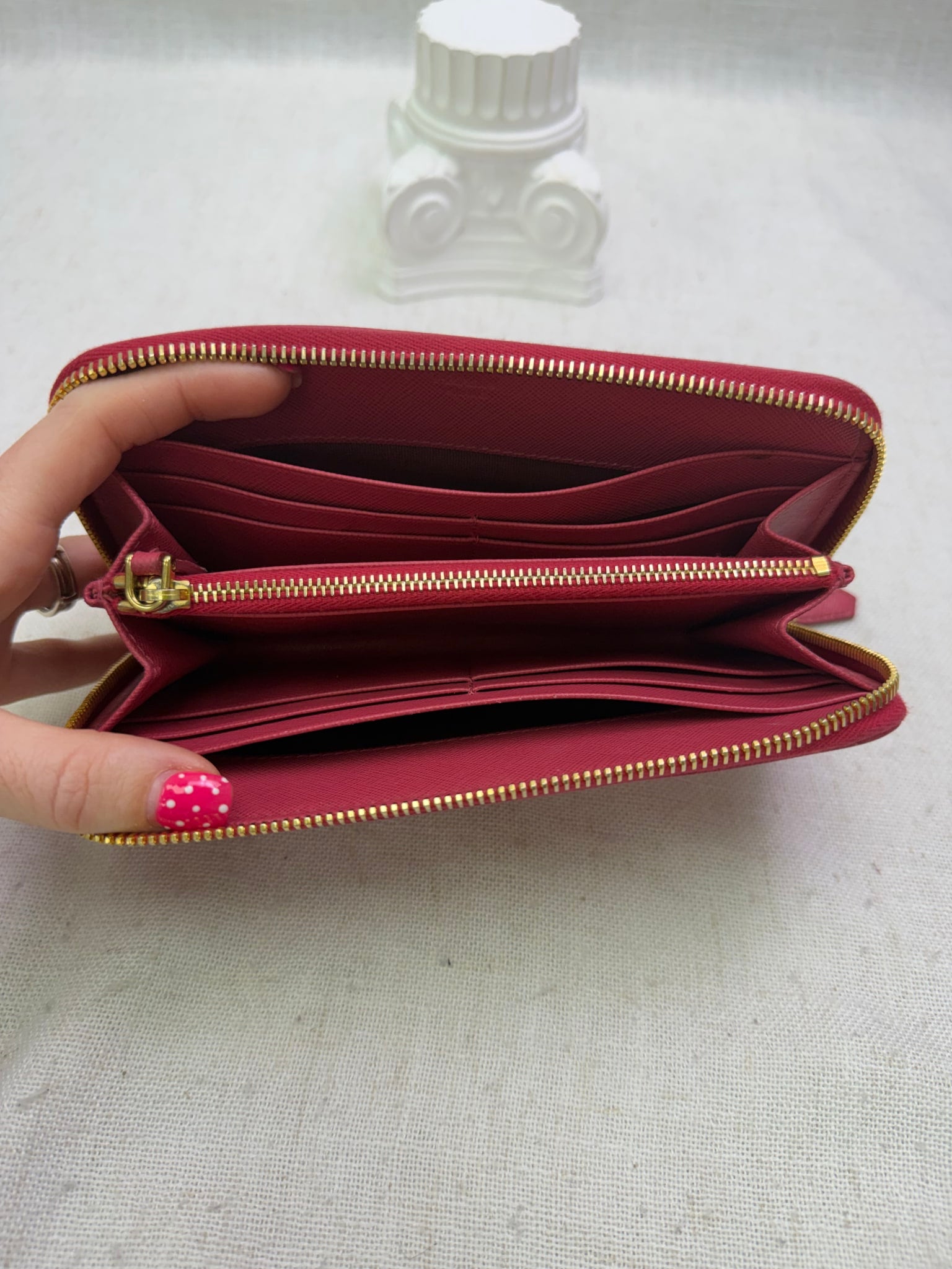 Prada Pink Saffiano Leather Zippy Wallet